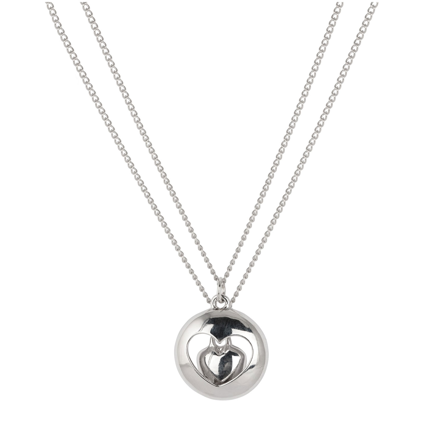 Halsband - silverfärgat med hjärt-berlock