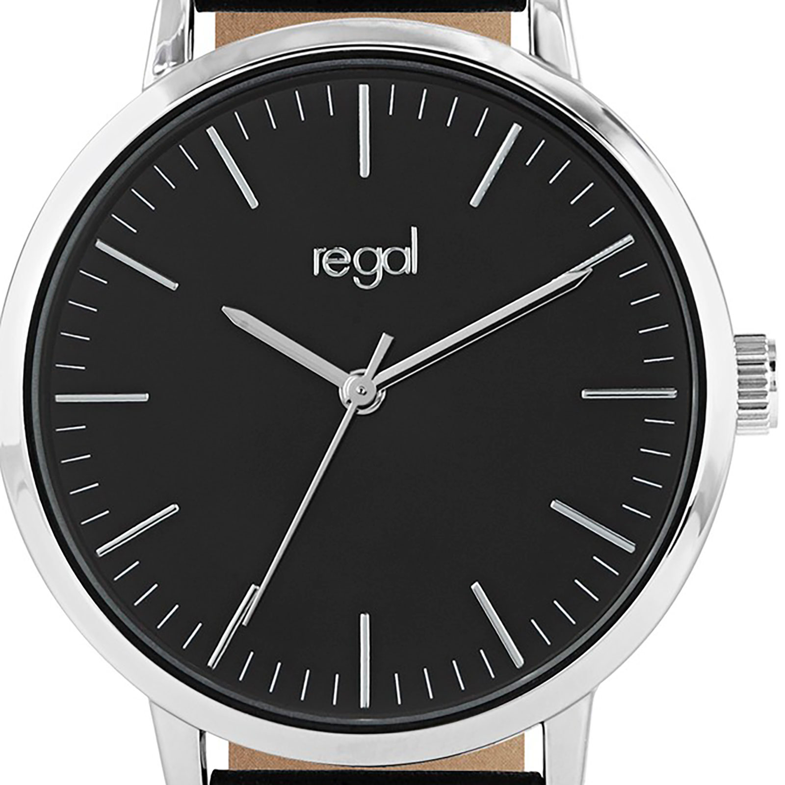 Regal damklocka - svart band, index, silverton/svart, 36mm