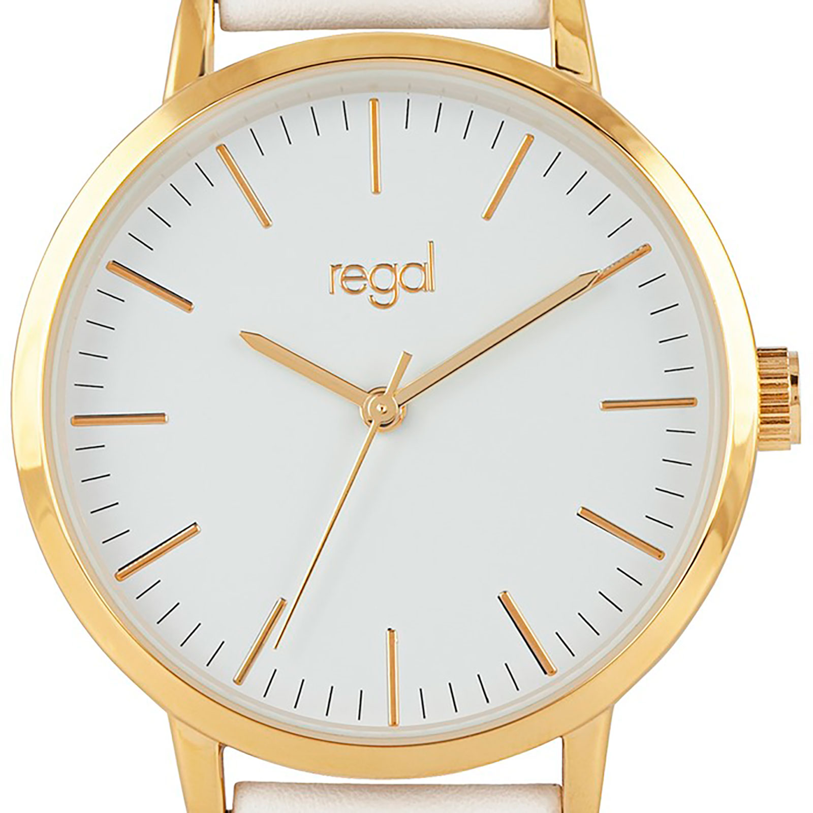 Regal damklocka - vitt band, guldton/vit, 36mm
