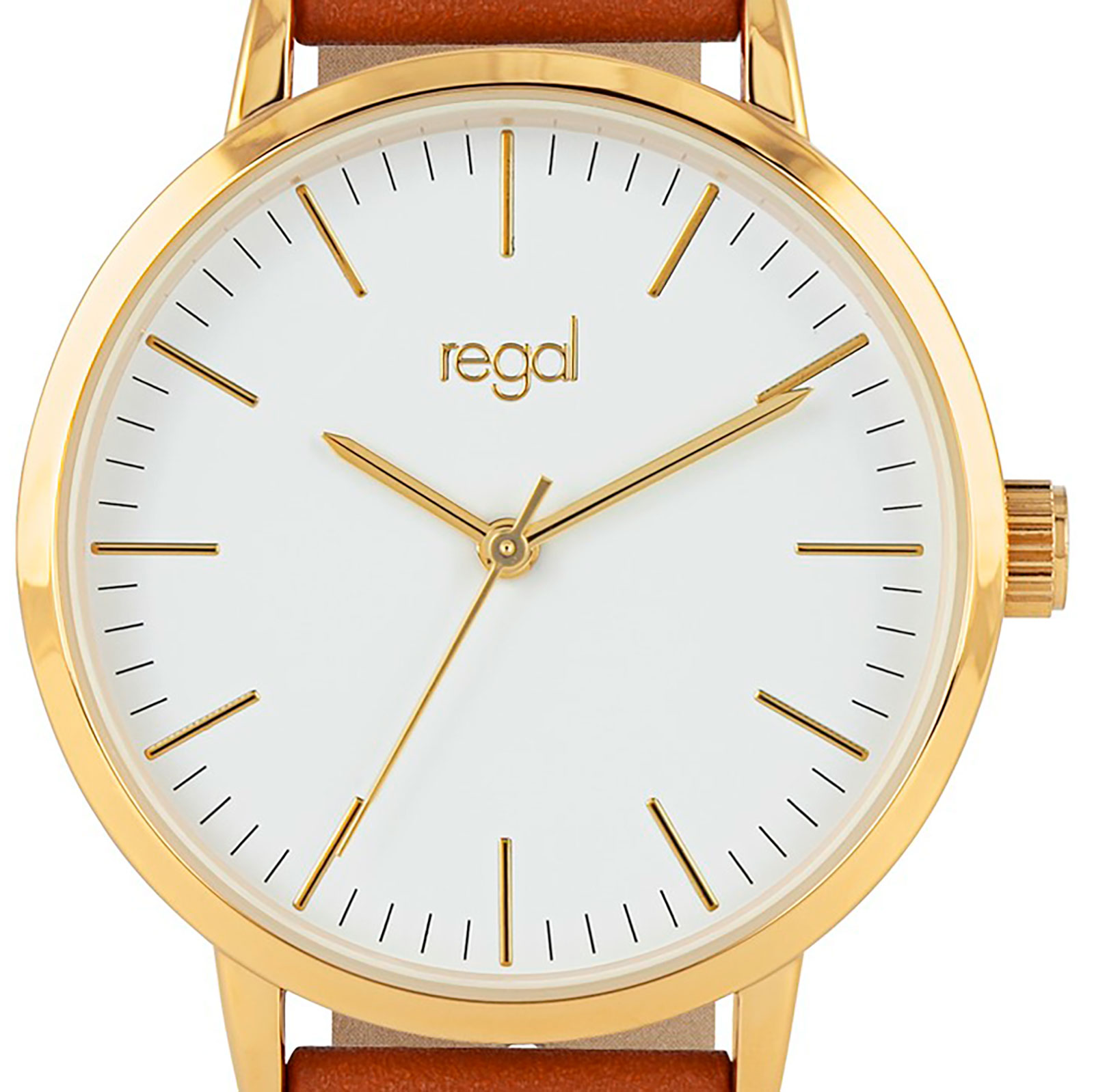 Regal damklocka - brunt band, guldton/vit, 36mm