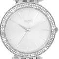 Regal damklocka - metallänk, silverton/vit, 39mm