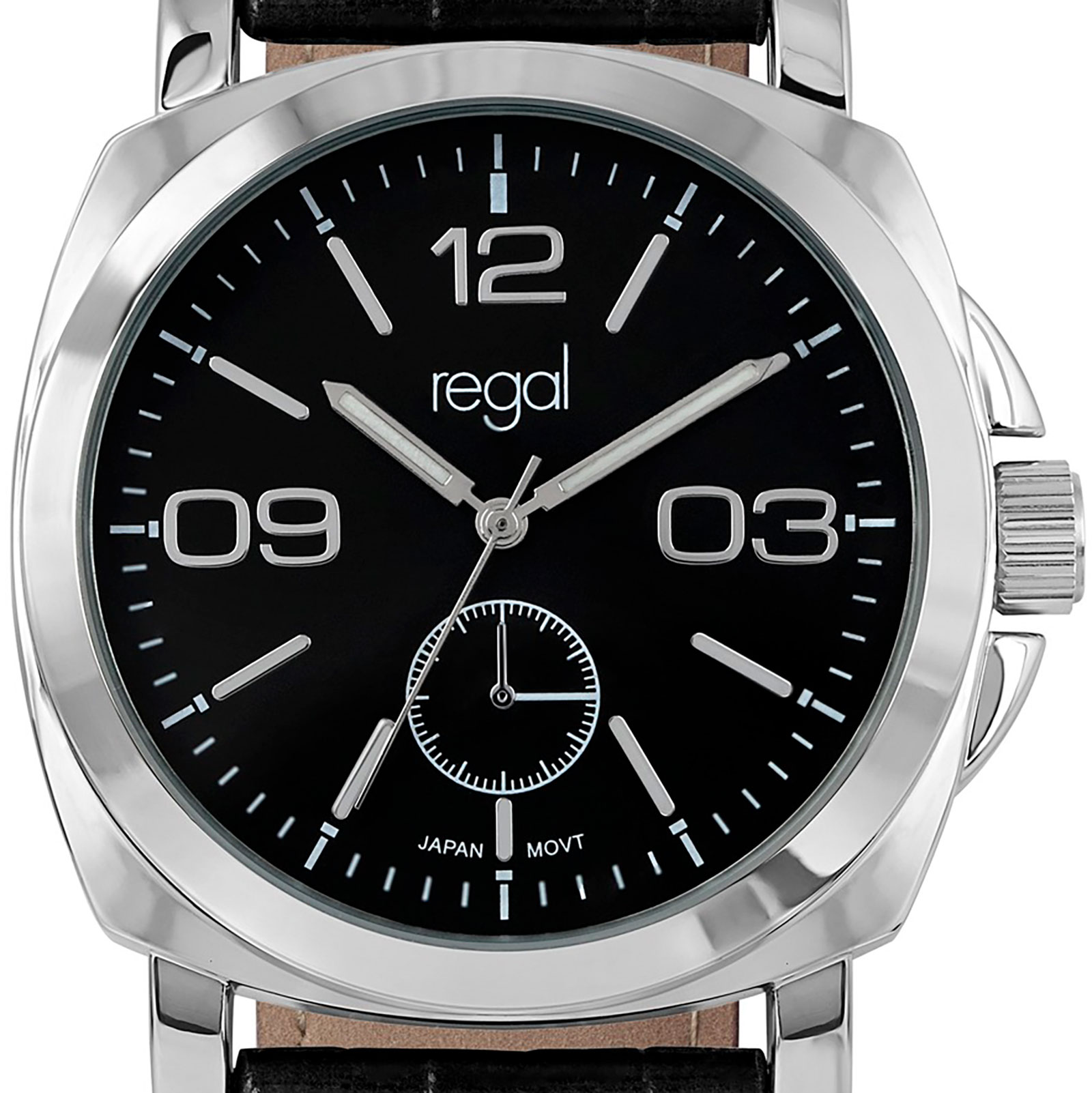 Regal herrklocka - svart band, silver/svart, 40 mm