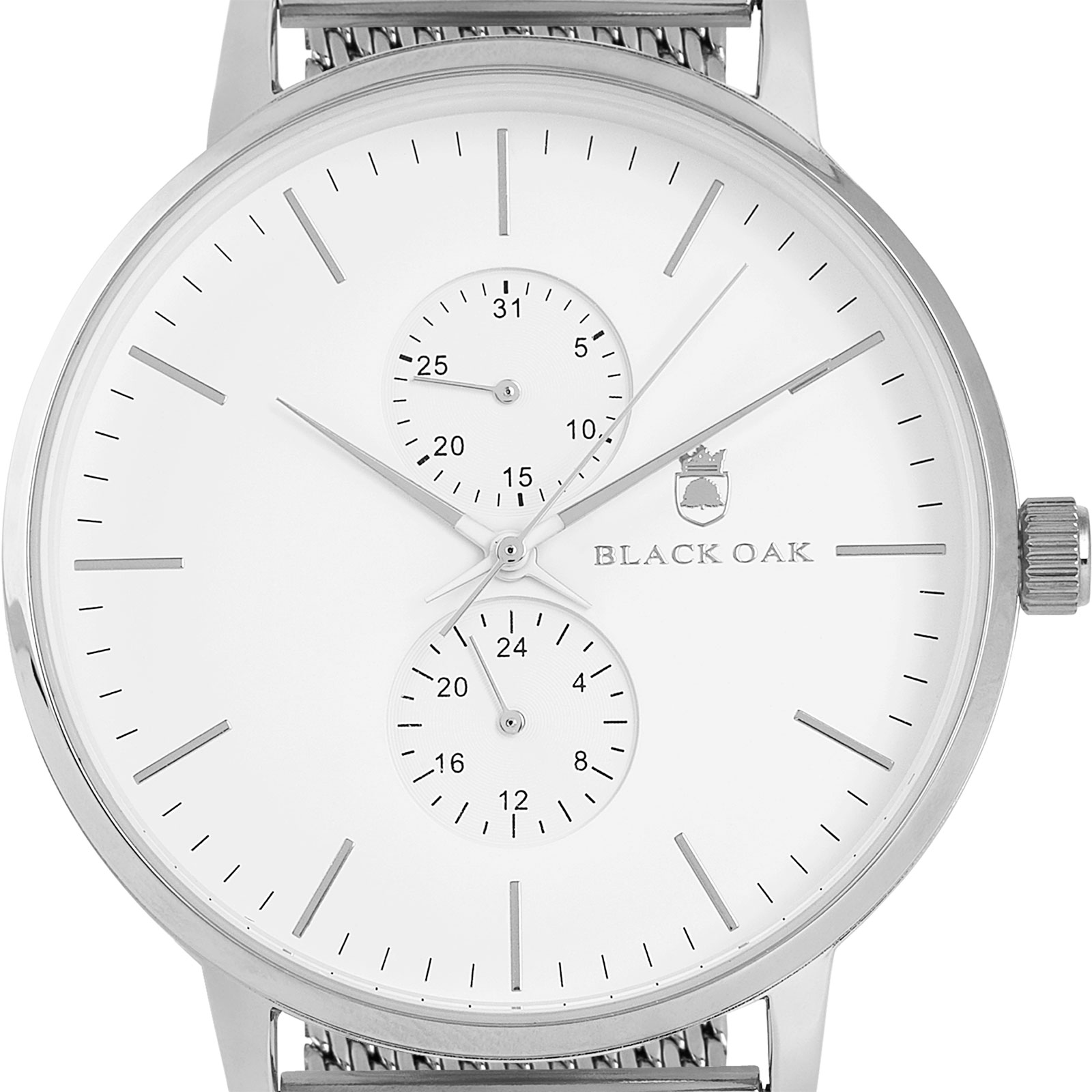 Black Oak Shumardii  herrklocka -  silver/vit, 42 mm