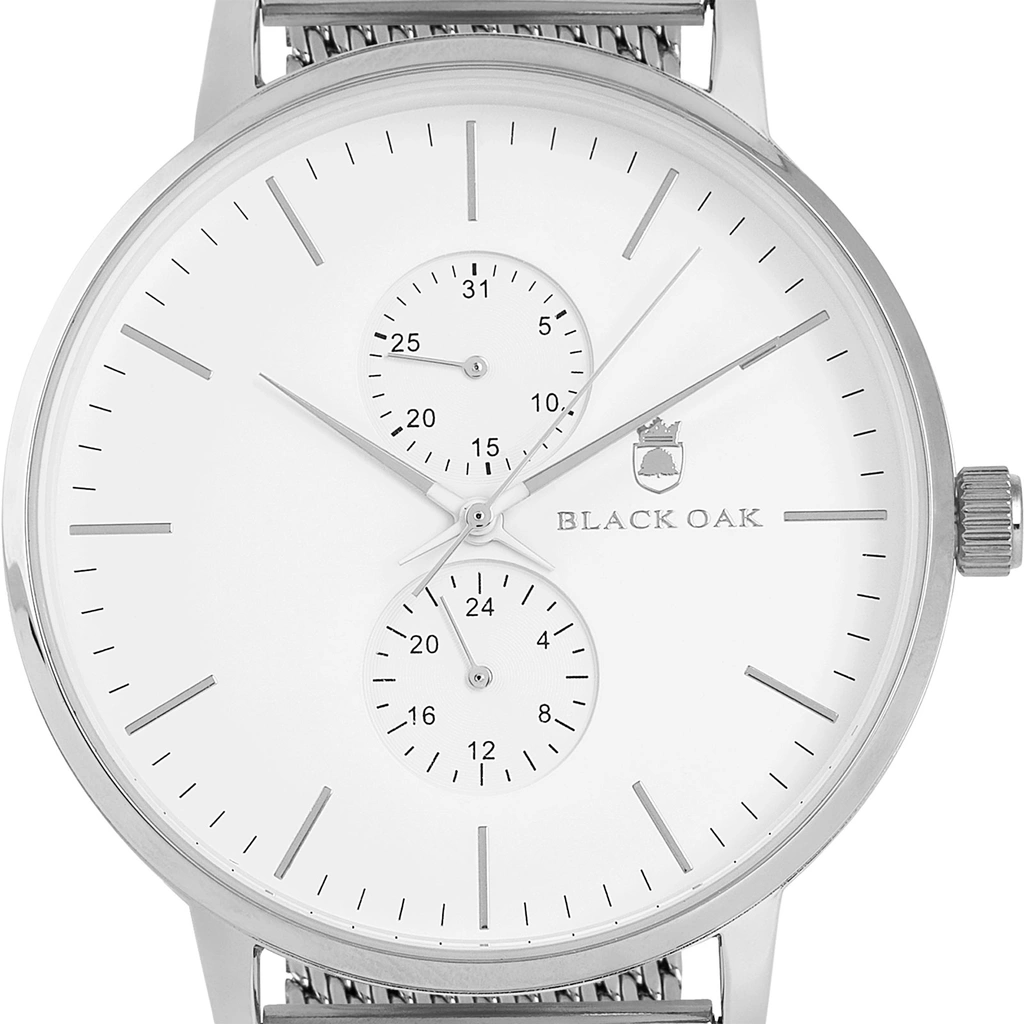 Black Oak Shumardii  herrklocka -  silver/vit, 42 mm