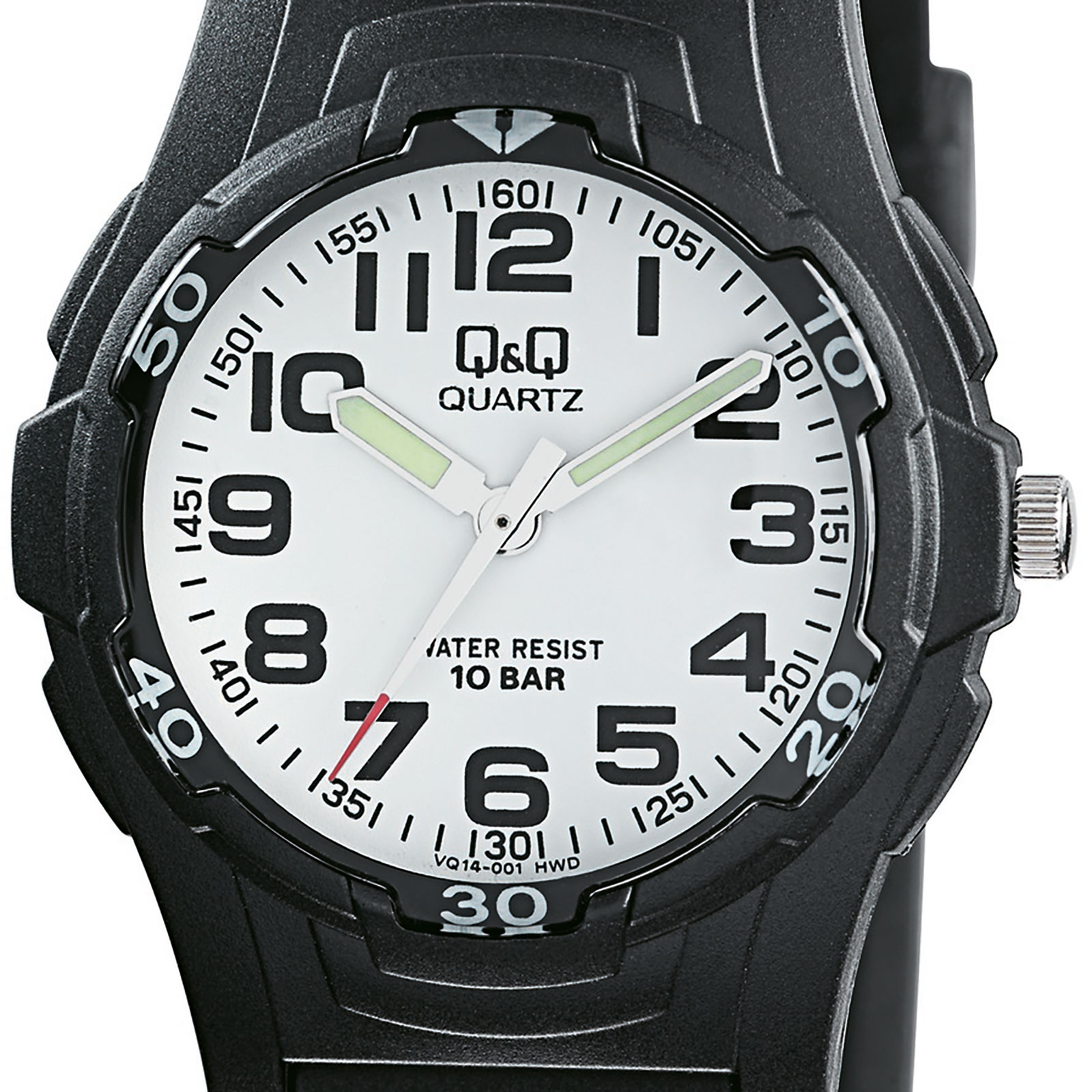 Q&Q barnklocka - gummiband, svart/vit, 32 mm