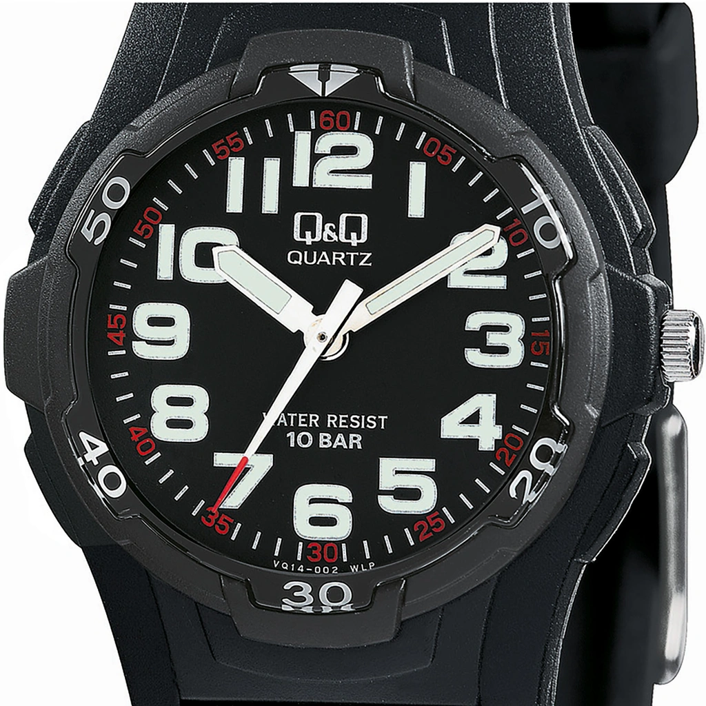 Q&Q barnklocka - gummiband, svart/svart 32 mm