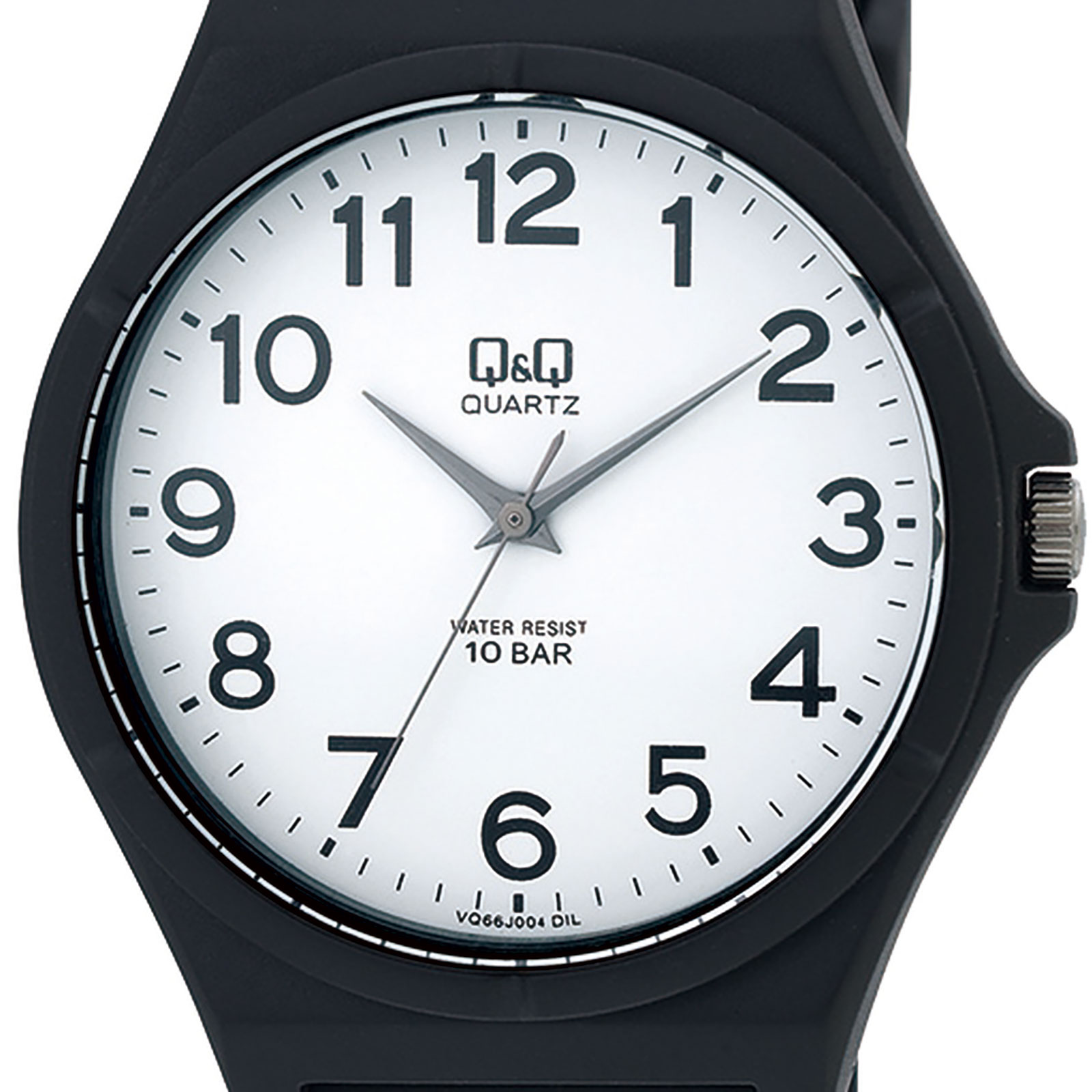 Q&Q herrklocka - gummiband, svart/vit, 38 mm