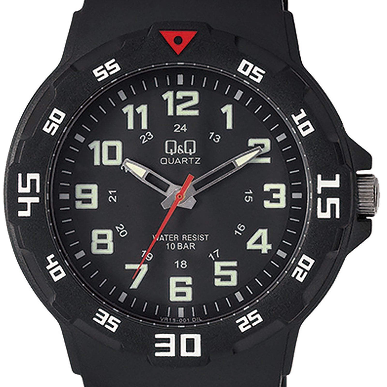 Q&Q barnklocka - gummiband, svart/svart, 30 mm