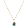 Guldpläterat halsband - Berlock med blå och vita Kubisk Zirkonia