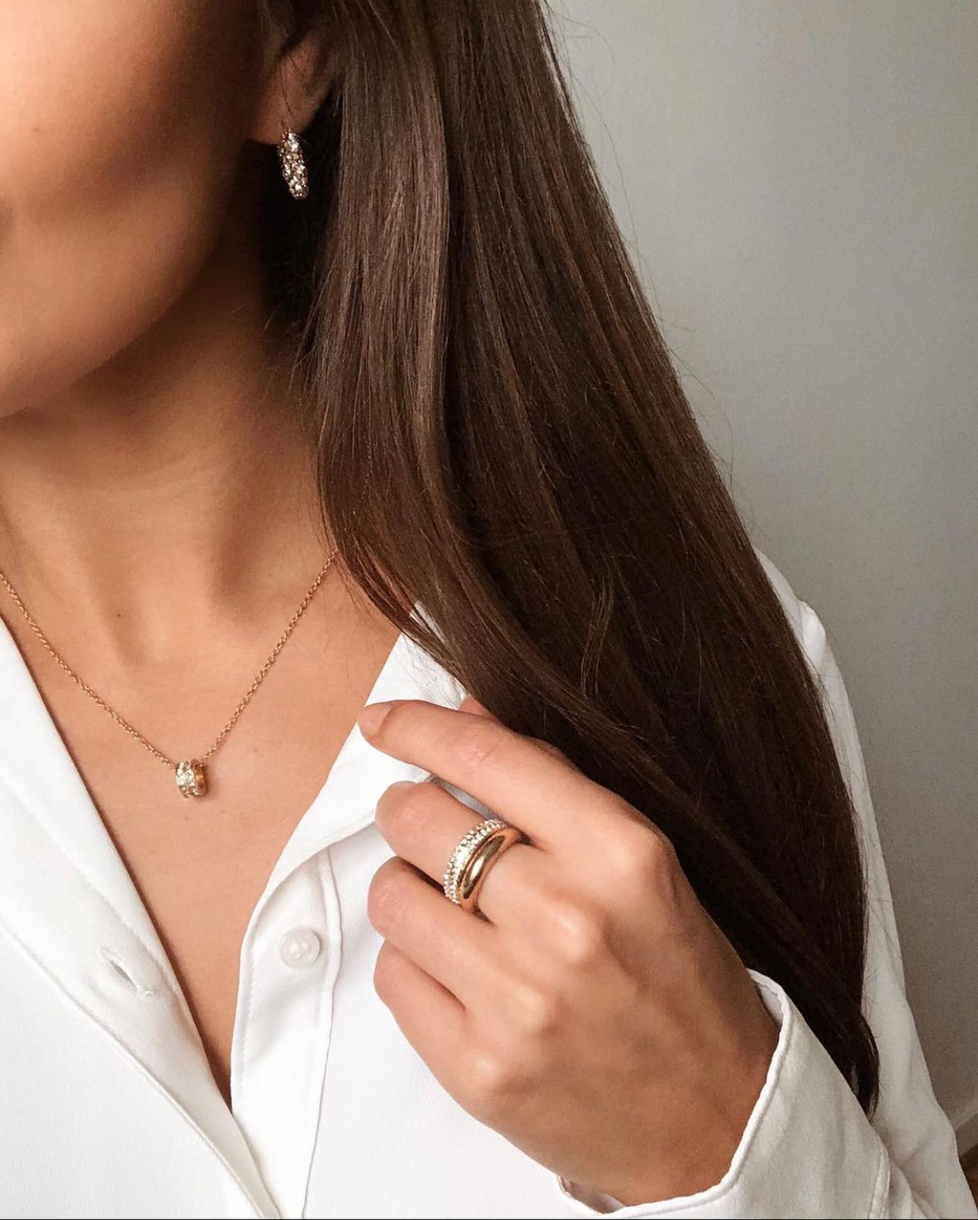 Halsband med ring Guld Montini