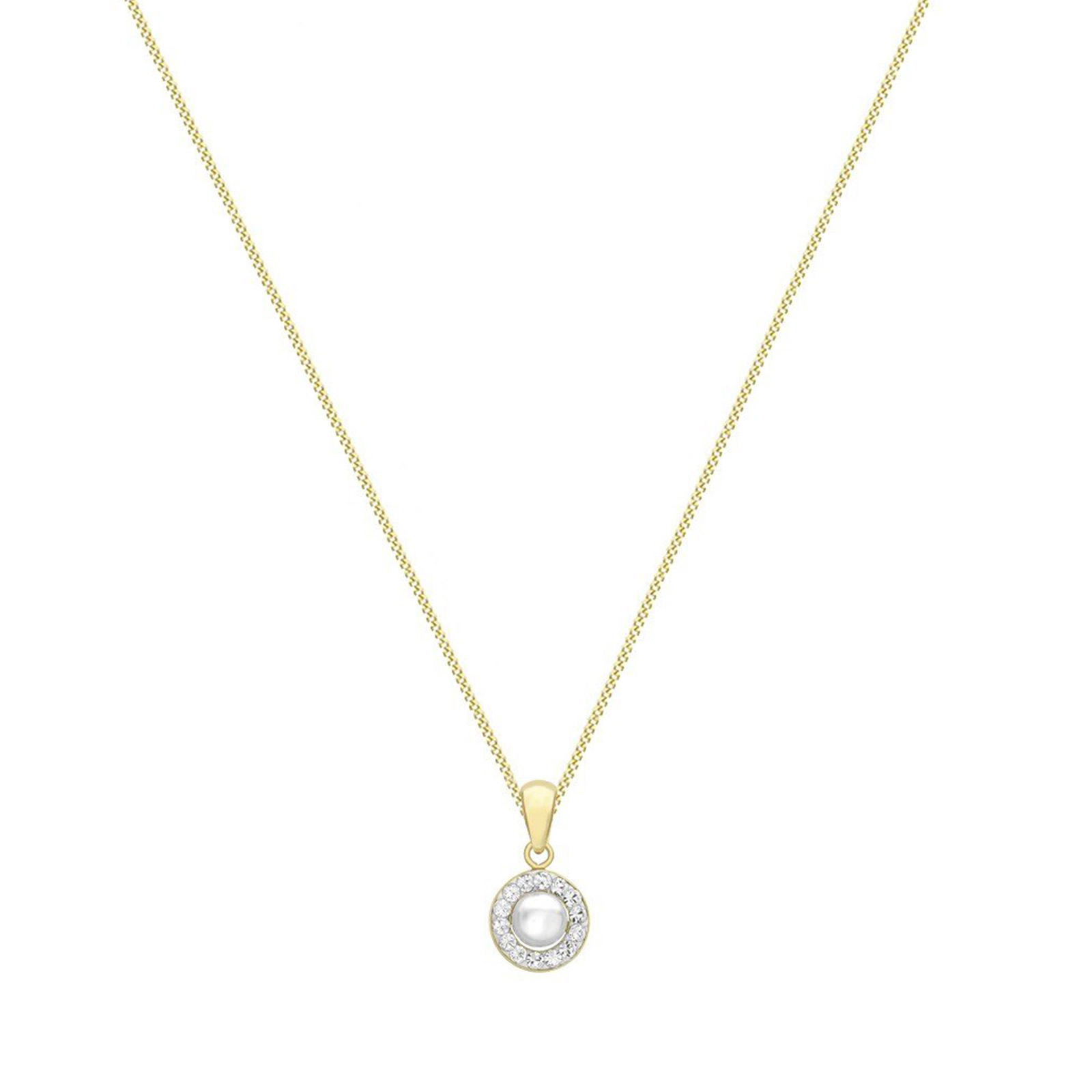 Halsband 9k guld - Pärla och Cubic Zirconia
