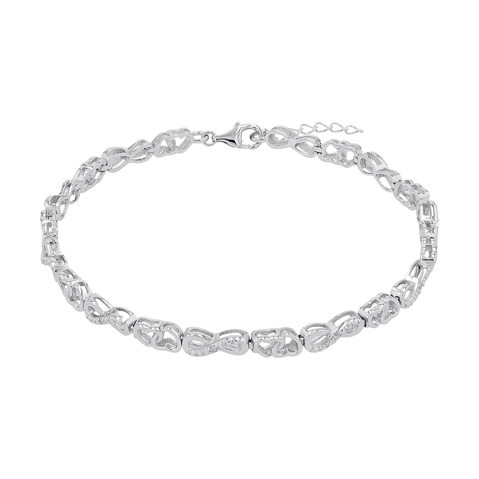 Armband 925 Sterling Silver - hjärtan & infinity