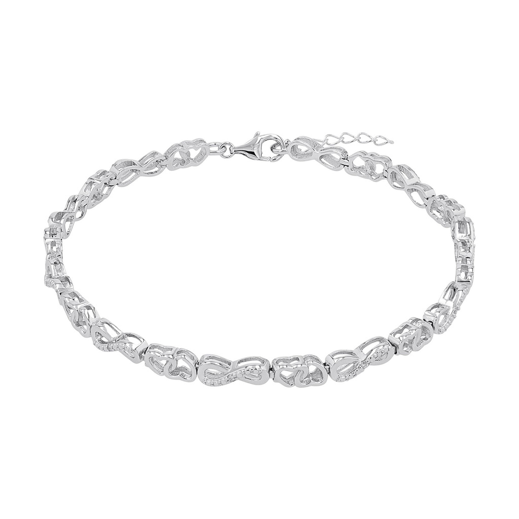 Silverarmband, ankarlänk med hjärtan och infinitysymbol - 19–21 cm