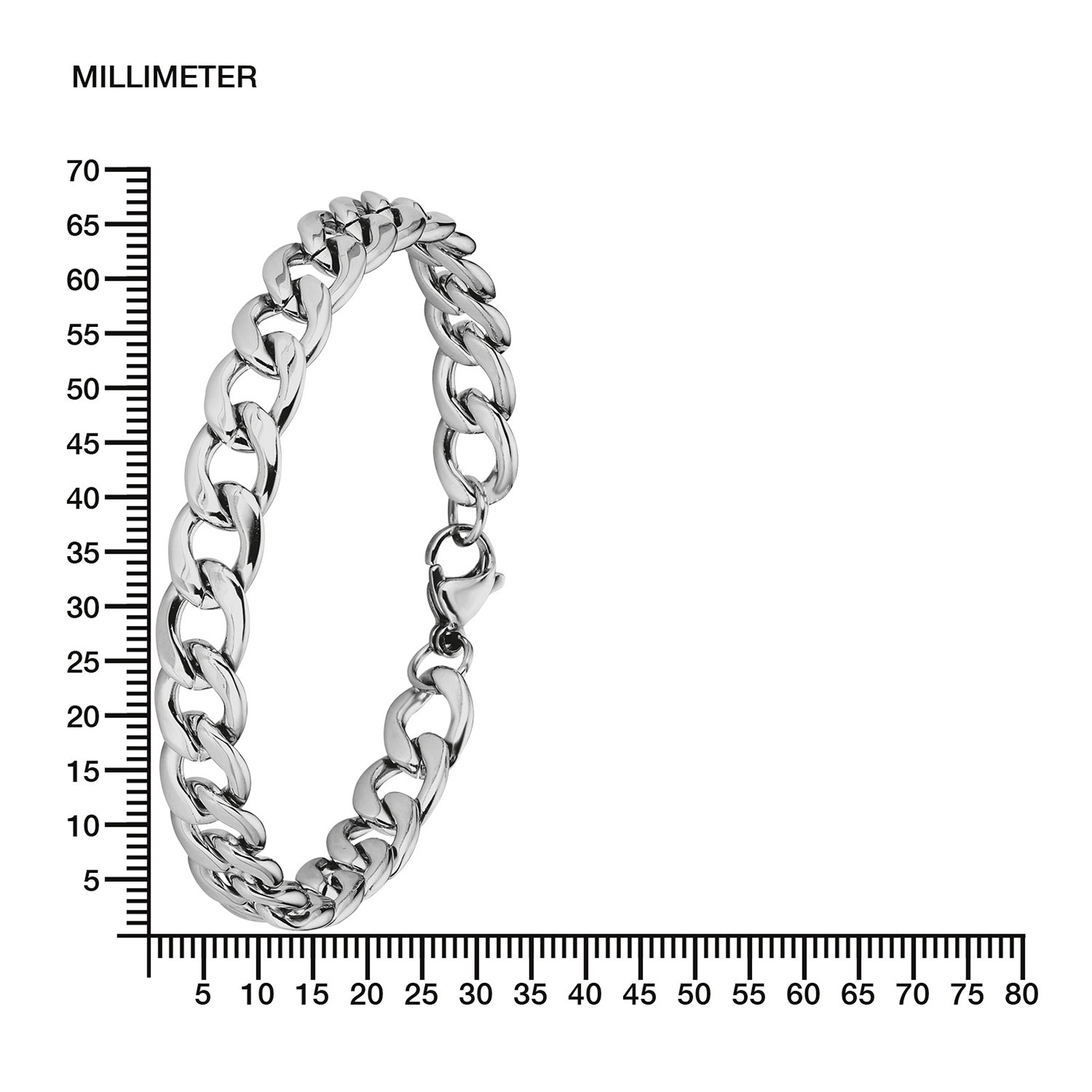 Stålarmband för herr - pansarkedja, 21,5 cm / 2 mm