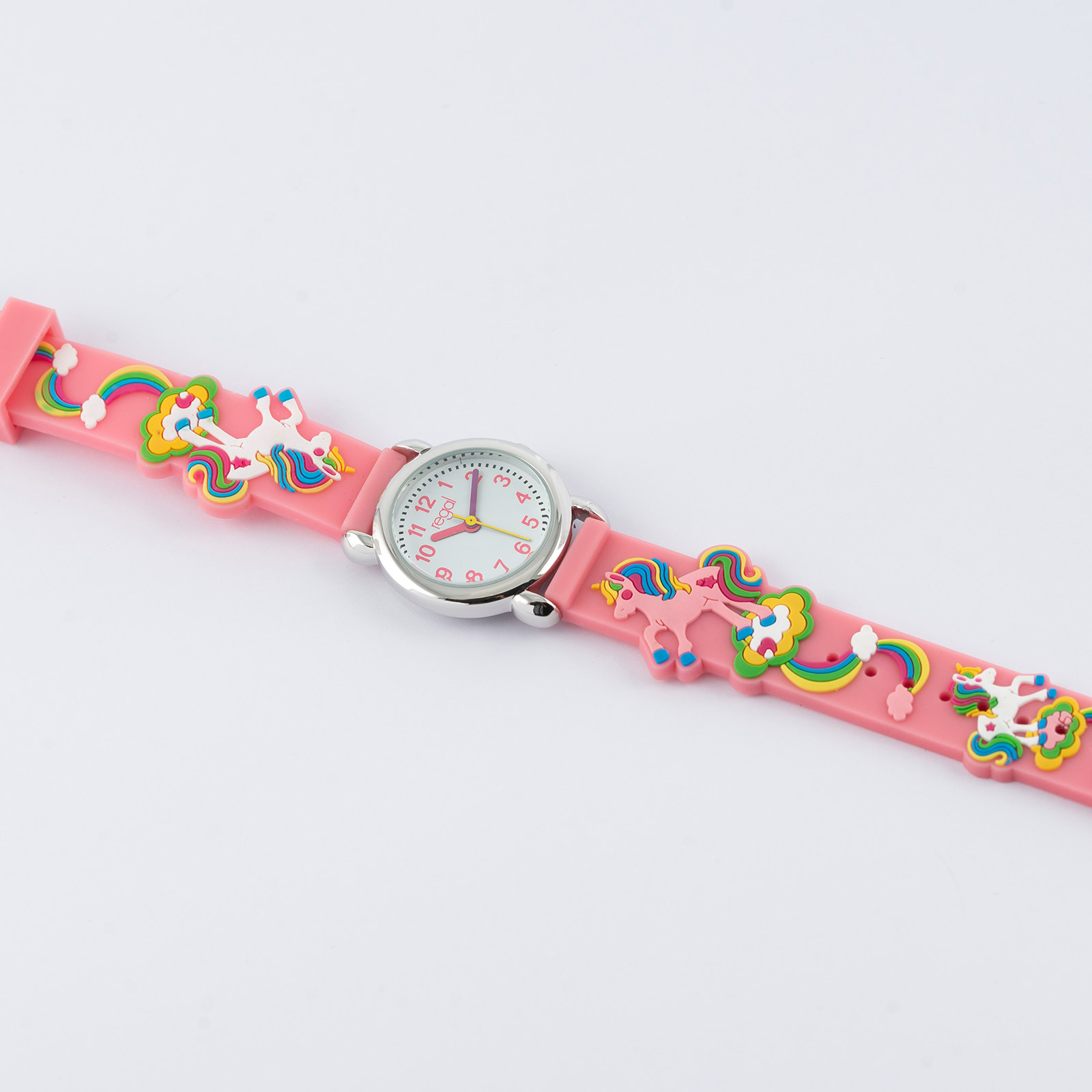 Barnklocka med figurband - enhörningar rosa