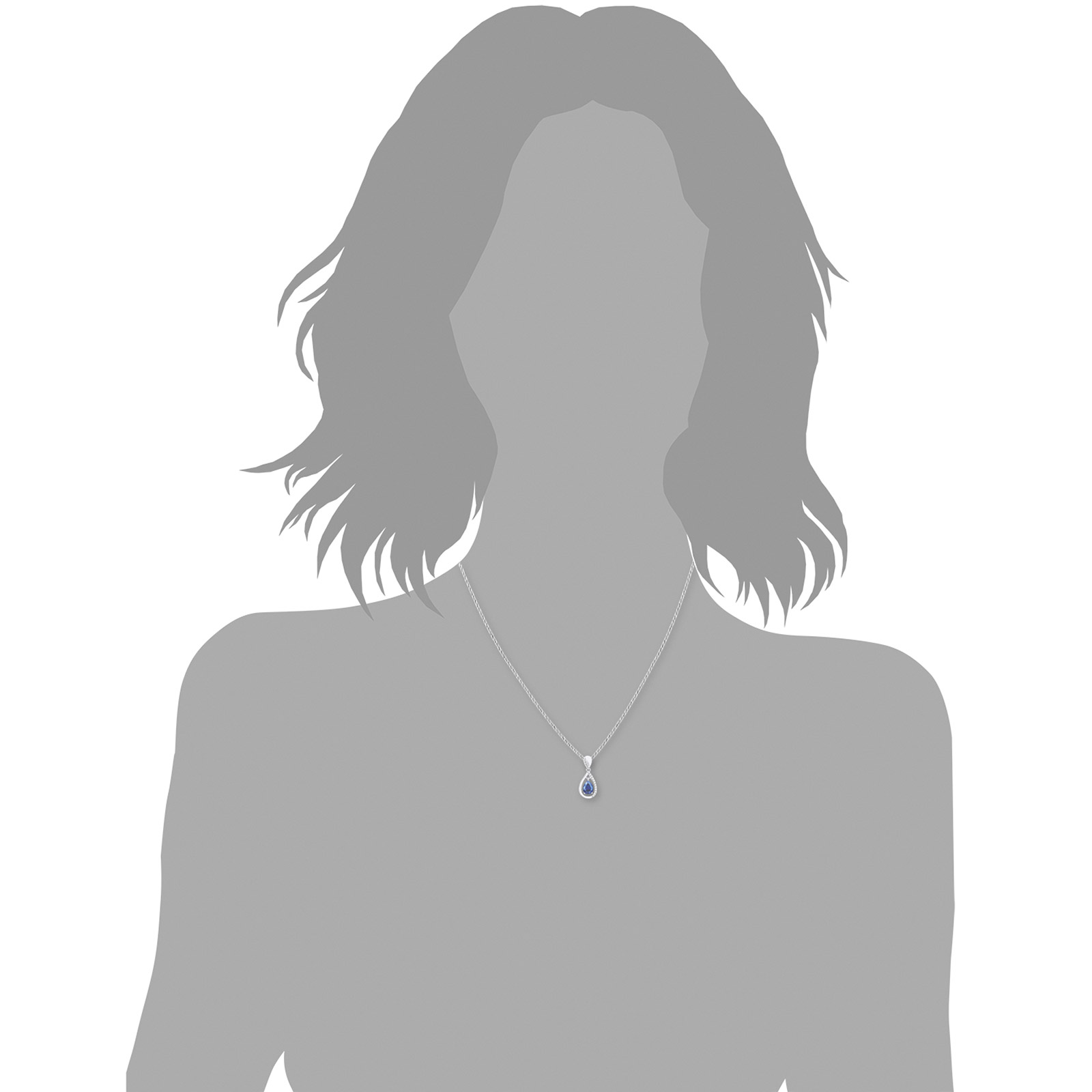 Silverhalsband, öppet hjärta med vit sten - 45 cm