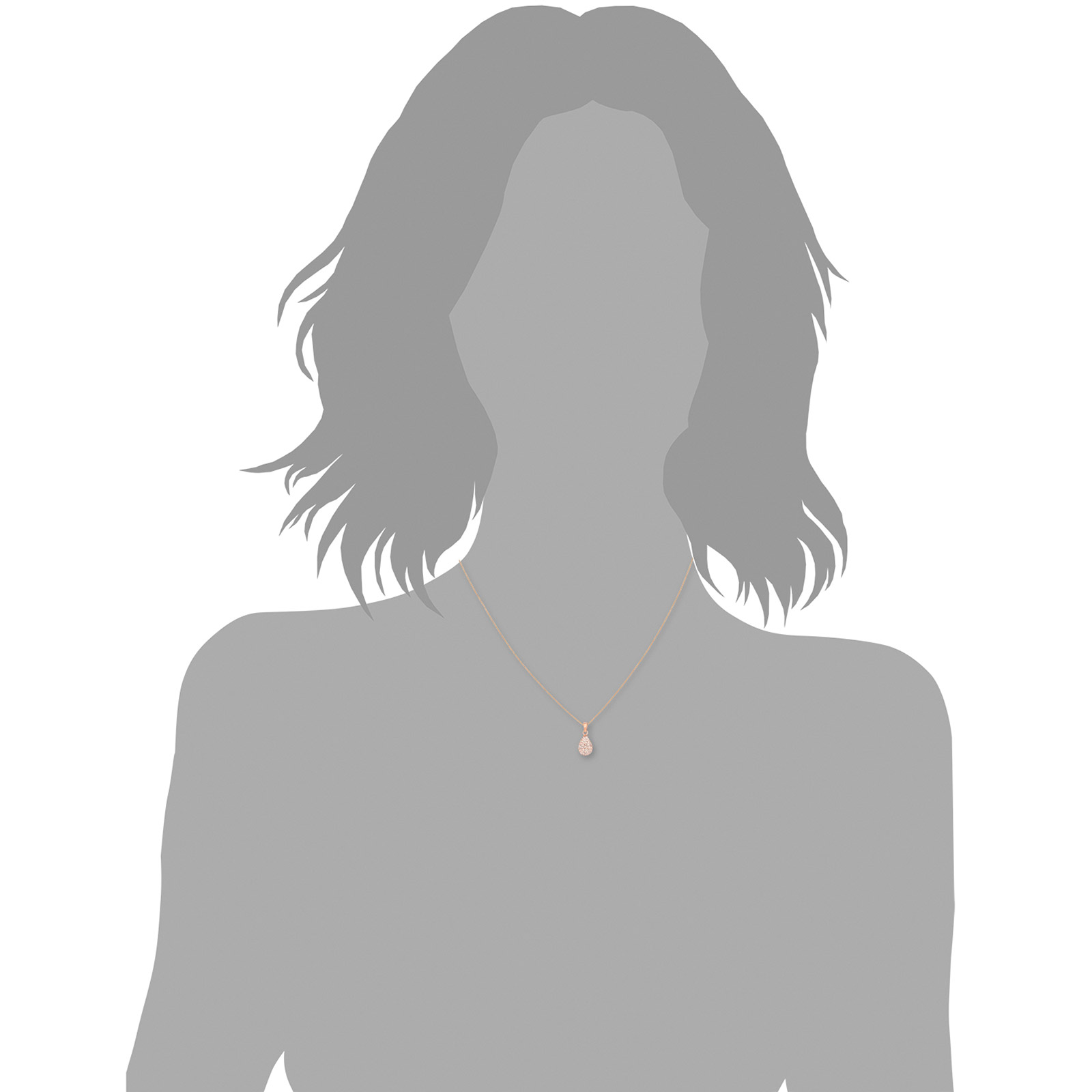 Rosegoldpläterat silverhalsband, droppe med glitterfinish - 42 cm