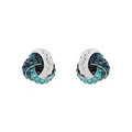 Silverörhängen, studs knut med blå och vita stenar - 10 mm