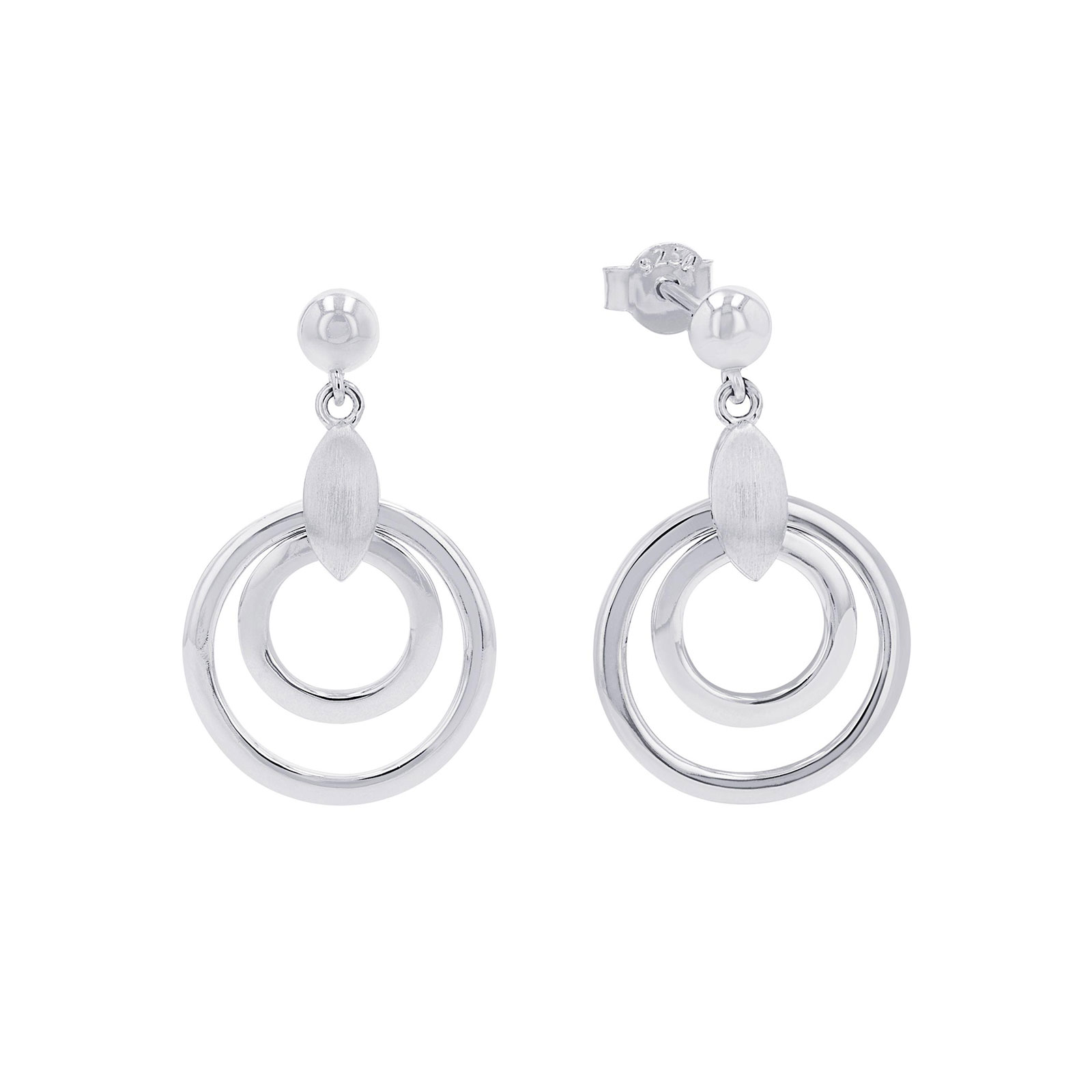 Silverörhängen, hängande dubbla cirklar - 27 mm