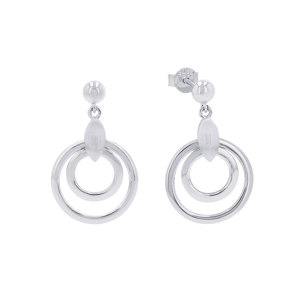 Silverörhängen, hängande dubbla cirklar - 27 mm