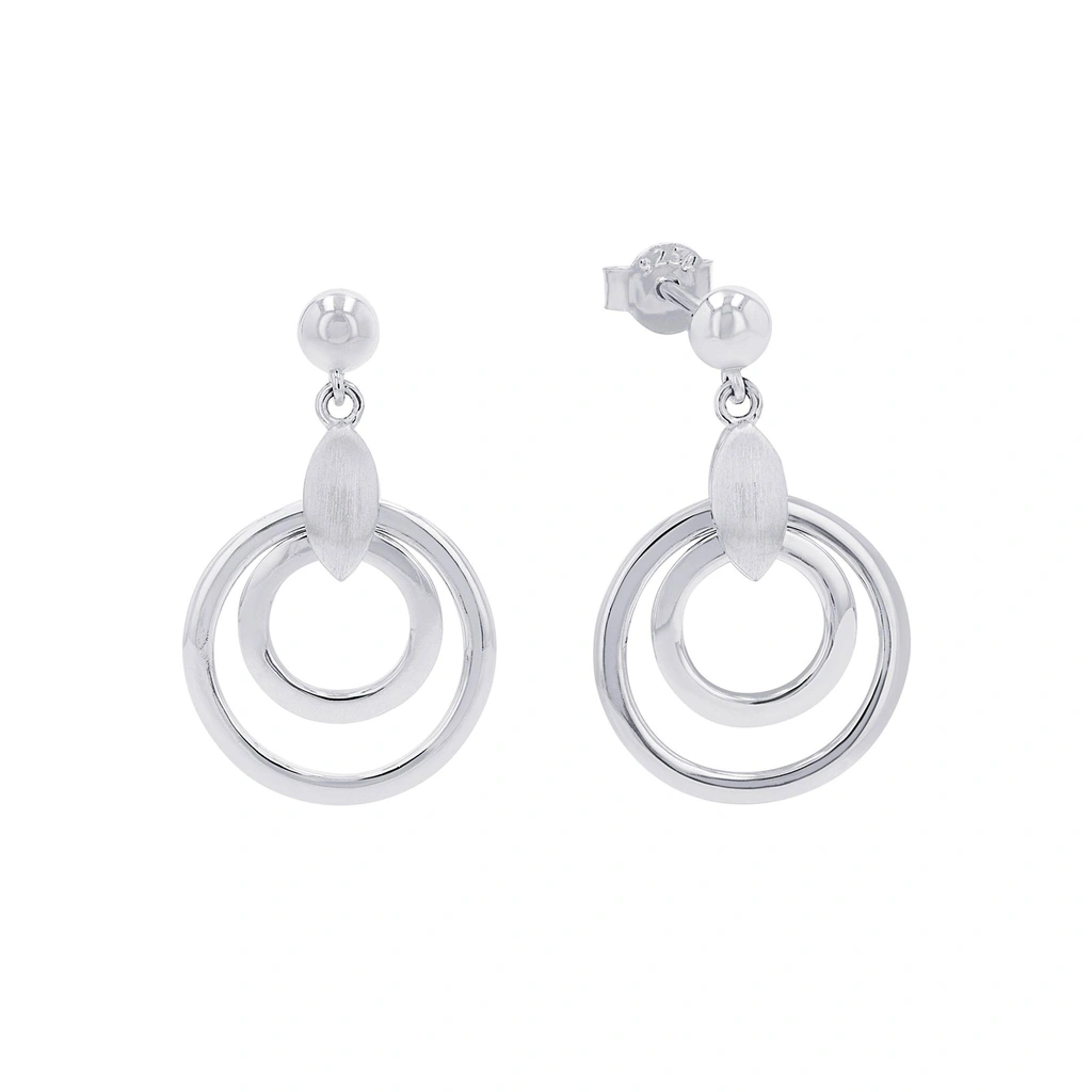 Silverörhängen, hängande dubbla cirklar - 27 mm
