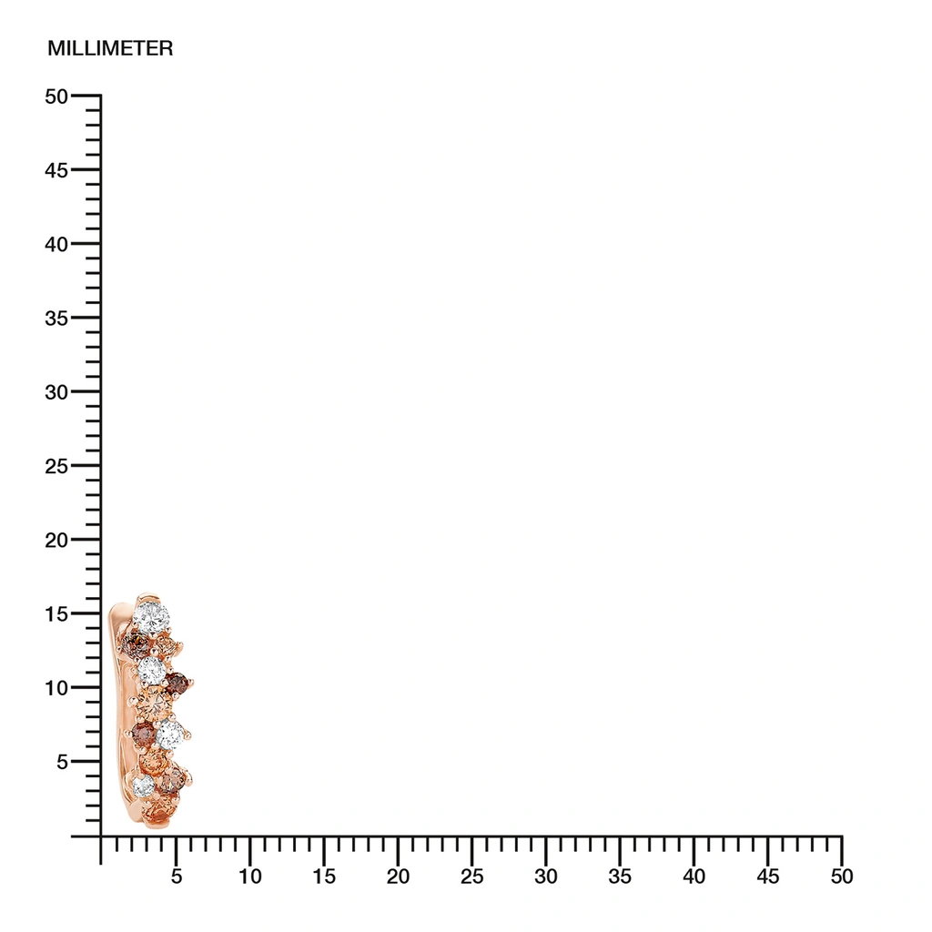 Rosegoldpläterade silverörhängen, creoler med bruna och vita stenar - 17 mm