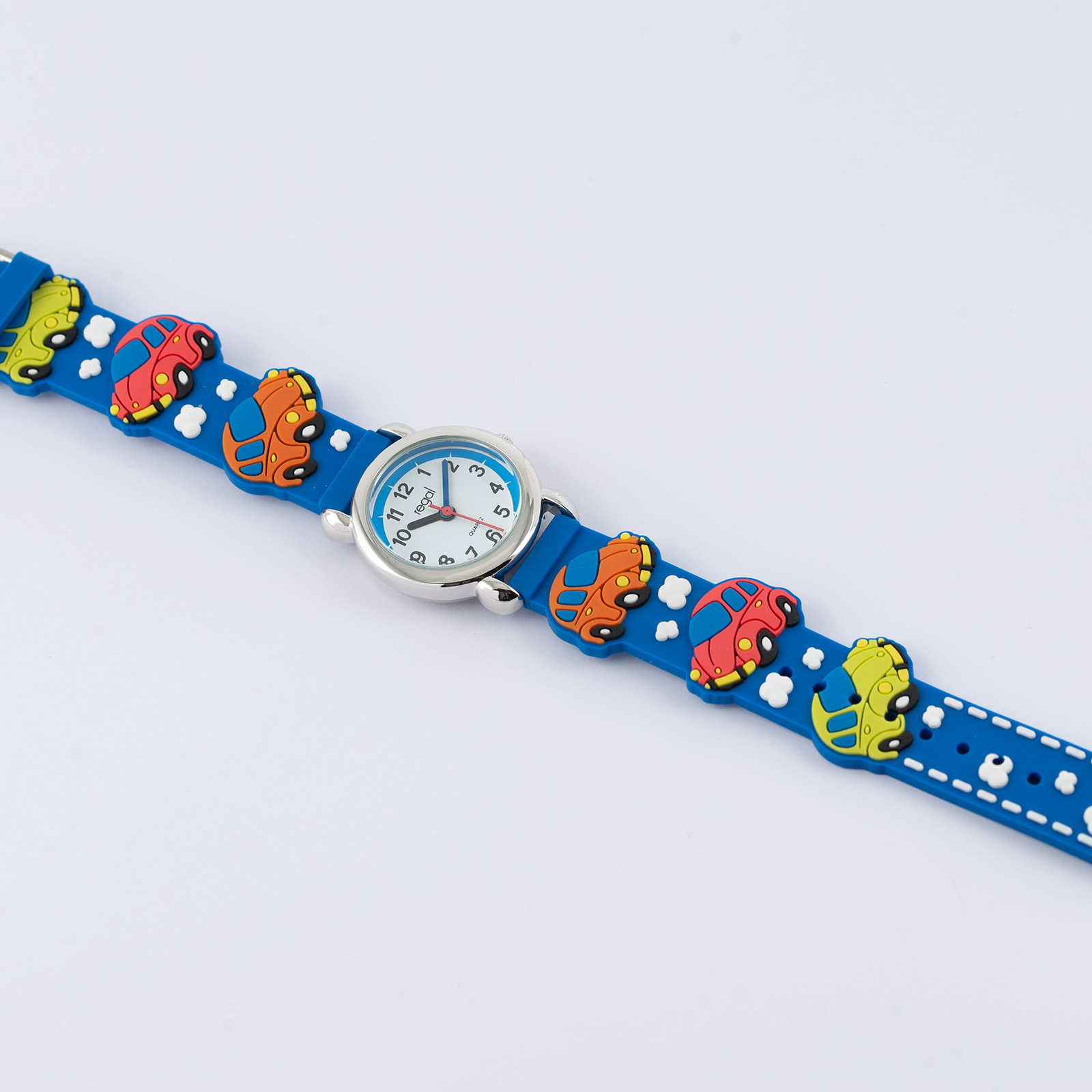 Barnklocka med figurband - bilar blå