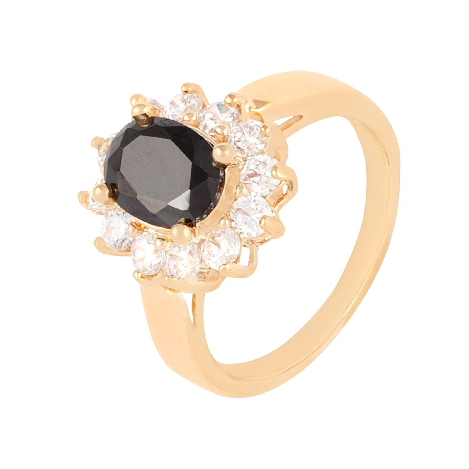 Guldpläterad ring - svart Cubic Zirconia