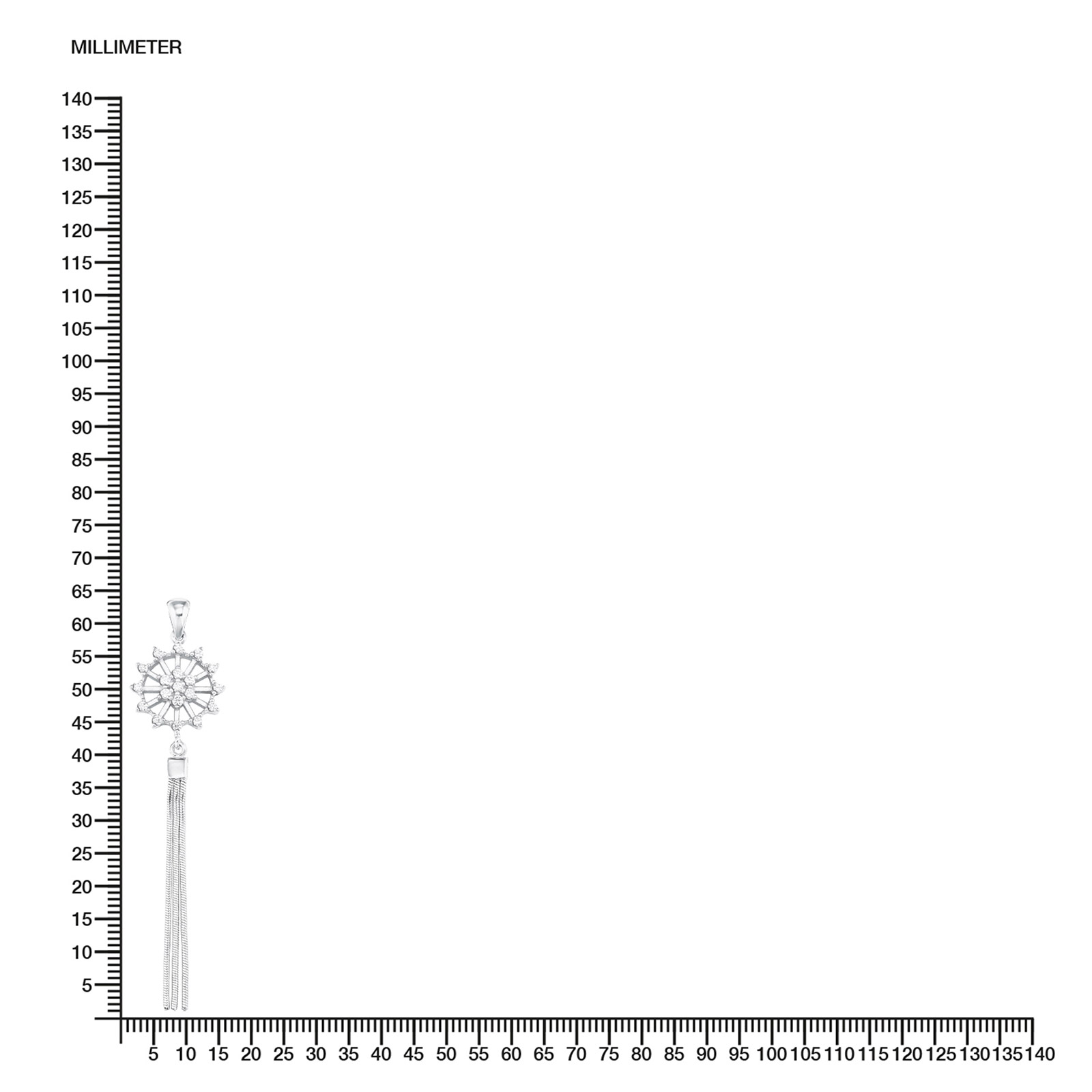 Silverhalsband, ankarlänk med hängande kulberlock - 42 cm