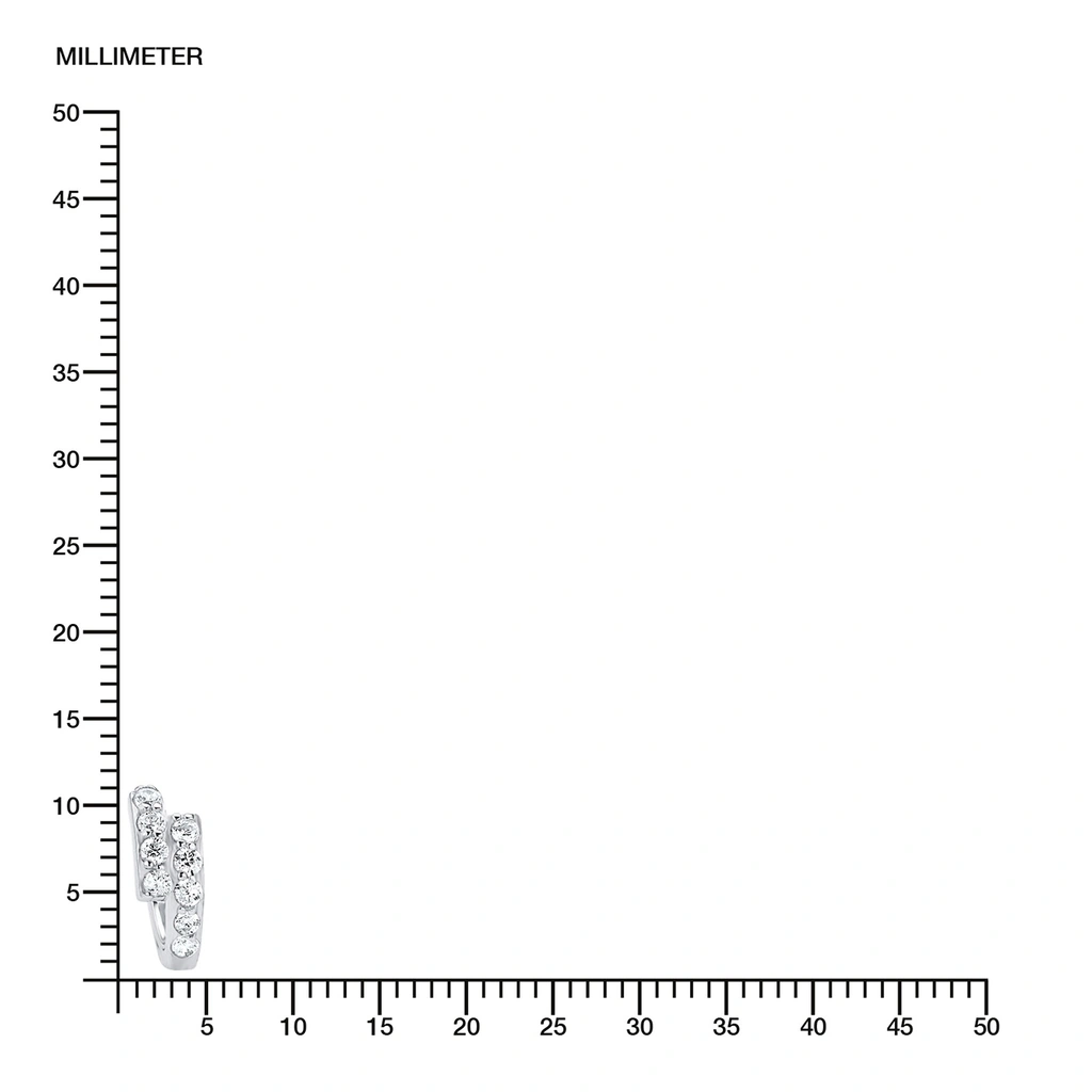 Silverörhängen, creoler omlott med vita stenar - 11 mm