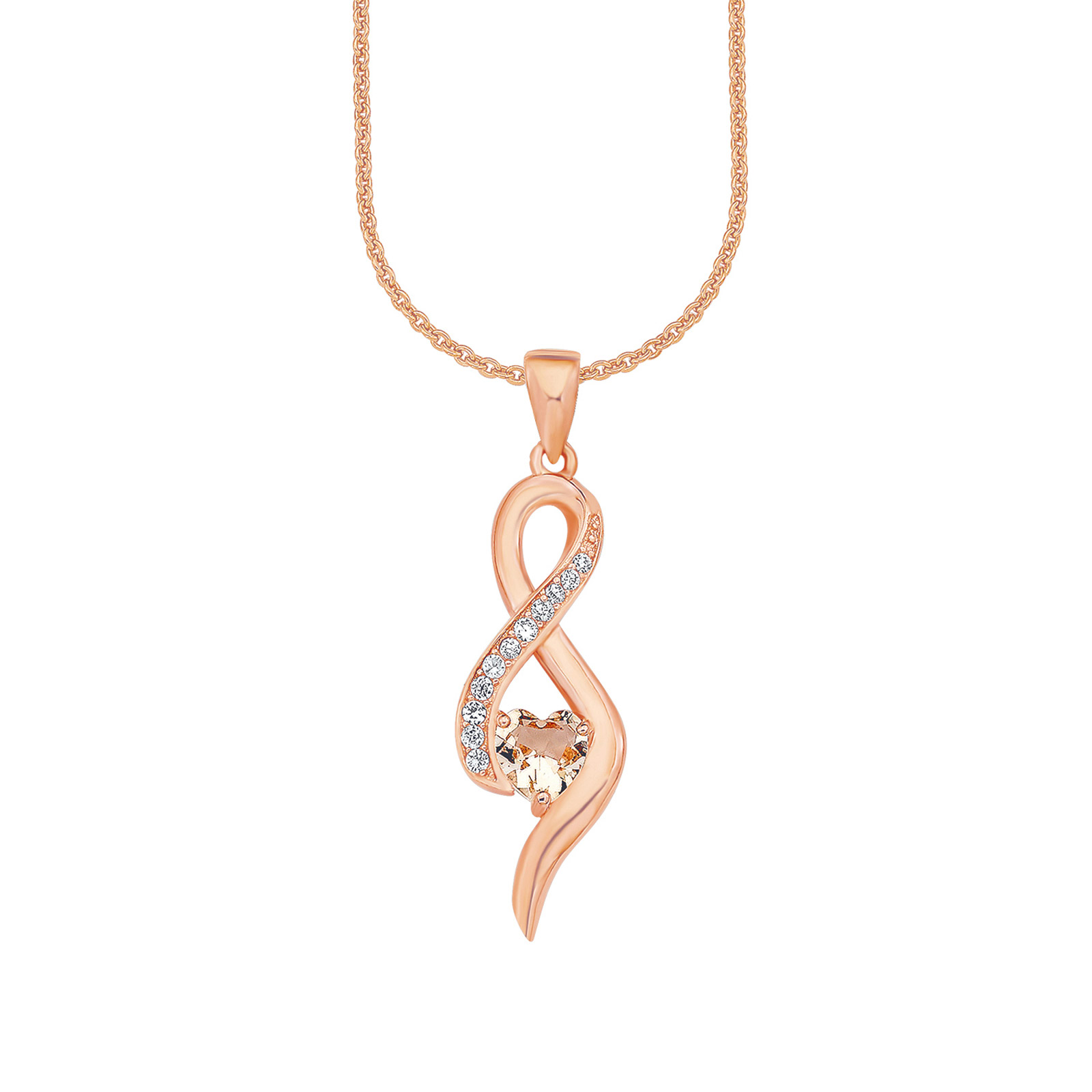 Rosegoldpläterat silverhalsband - infinitysymbol, 45 cm