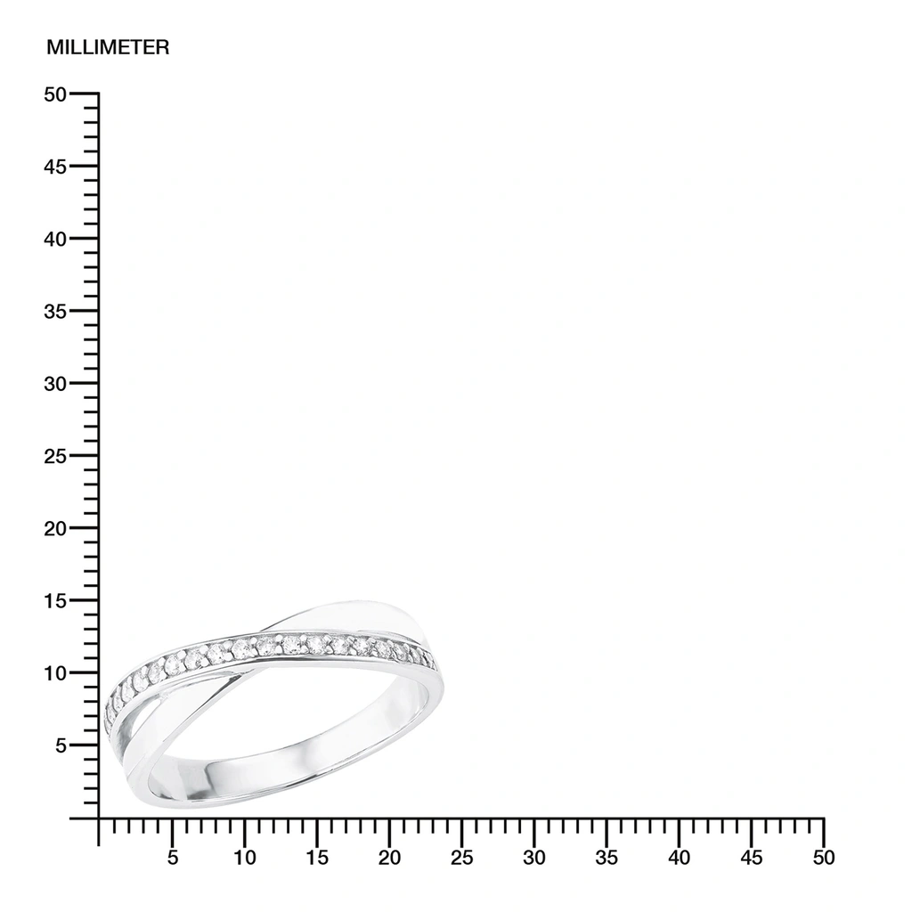 Silverring - x-modell, vita Kubisk Zirkonia