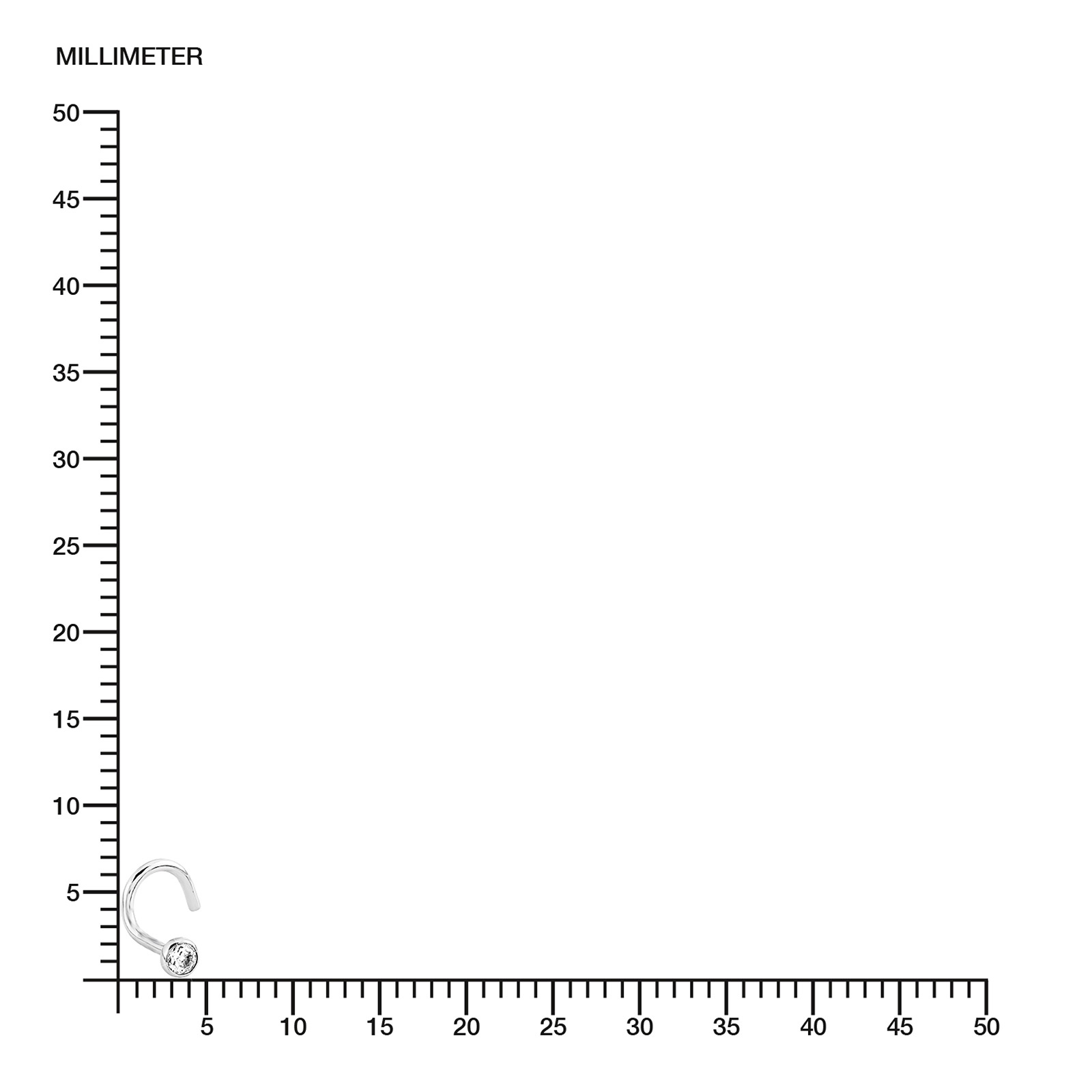 Piercingsmycke i äkta silver - vit Kubisk Zirkonia