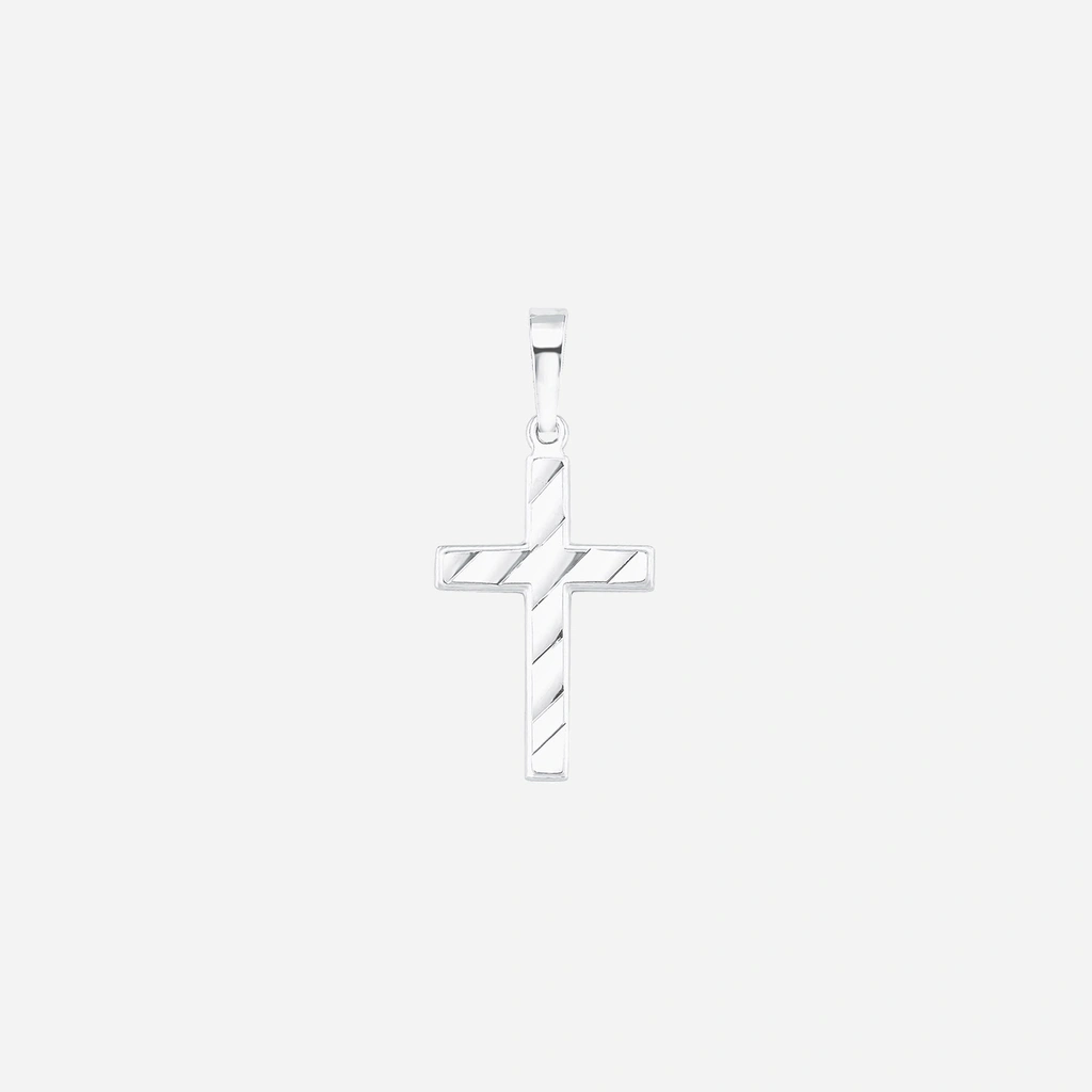 Hängsmycke i silver, fasetterat kors - 13 mm