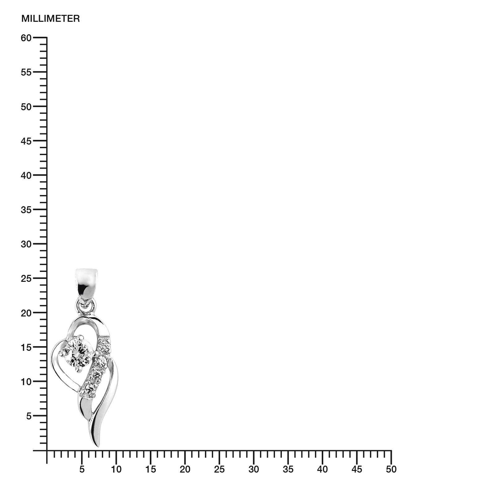 Silverhalsband, snirkligt öppet hjärta - 42 cm