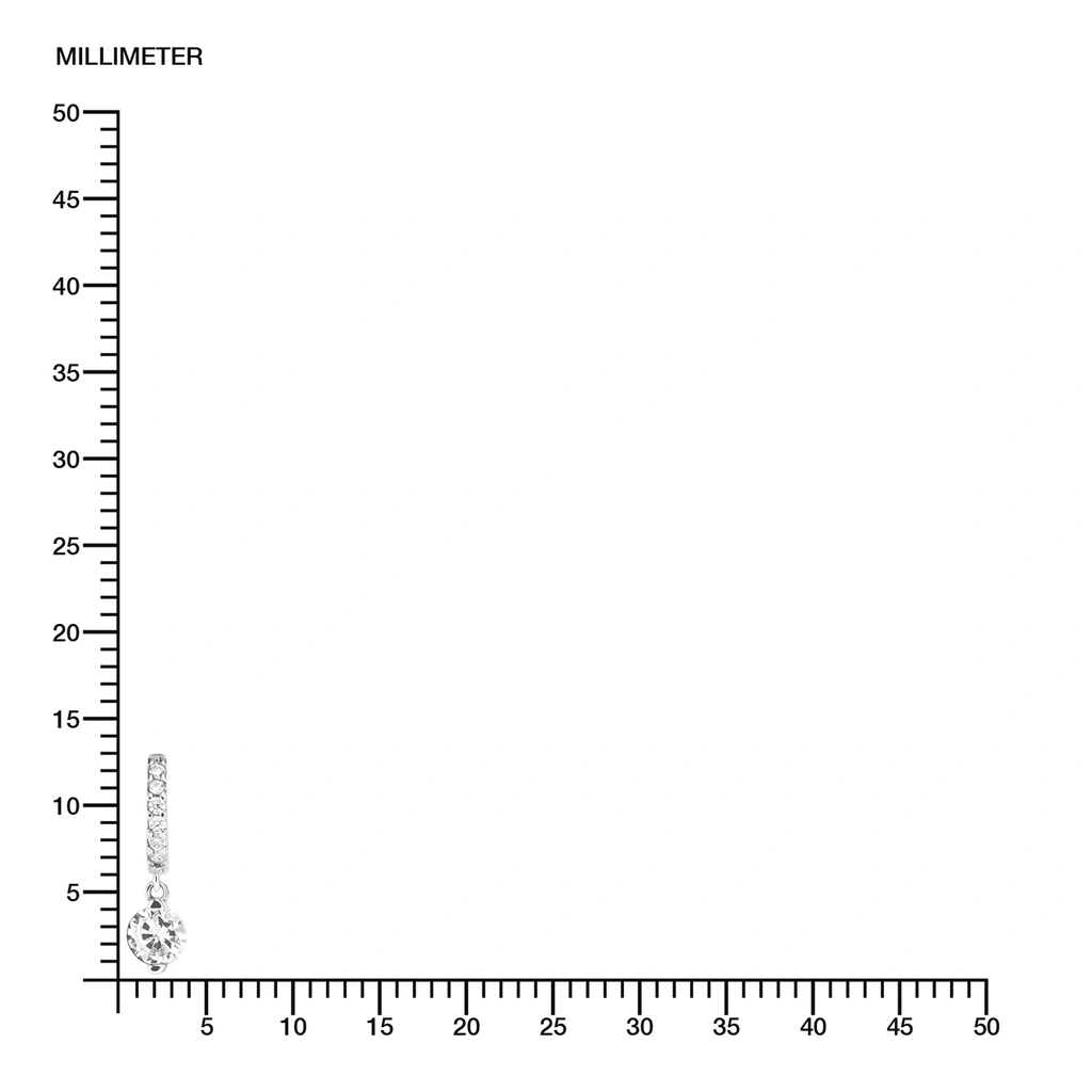 Silverörhängen, hängande runda med vita stenar - 21 mm
