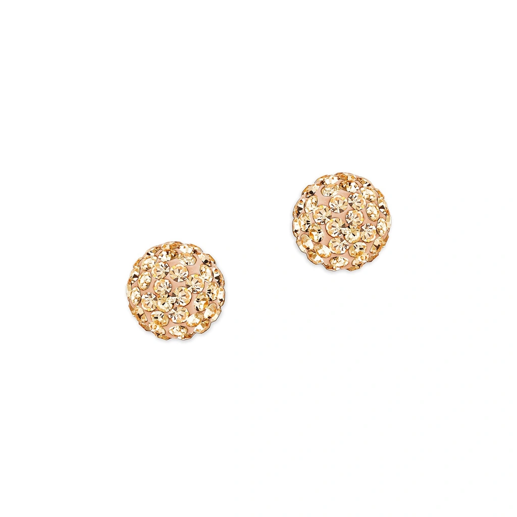 Guldpläterade silverörhängen, studs runda champagnefärgade stenar - 8 mm