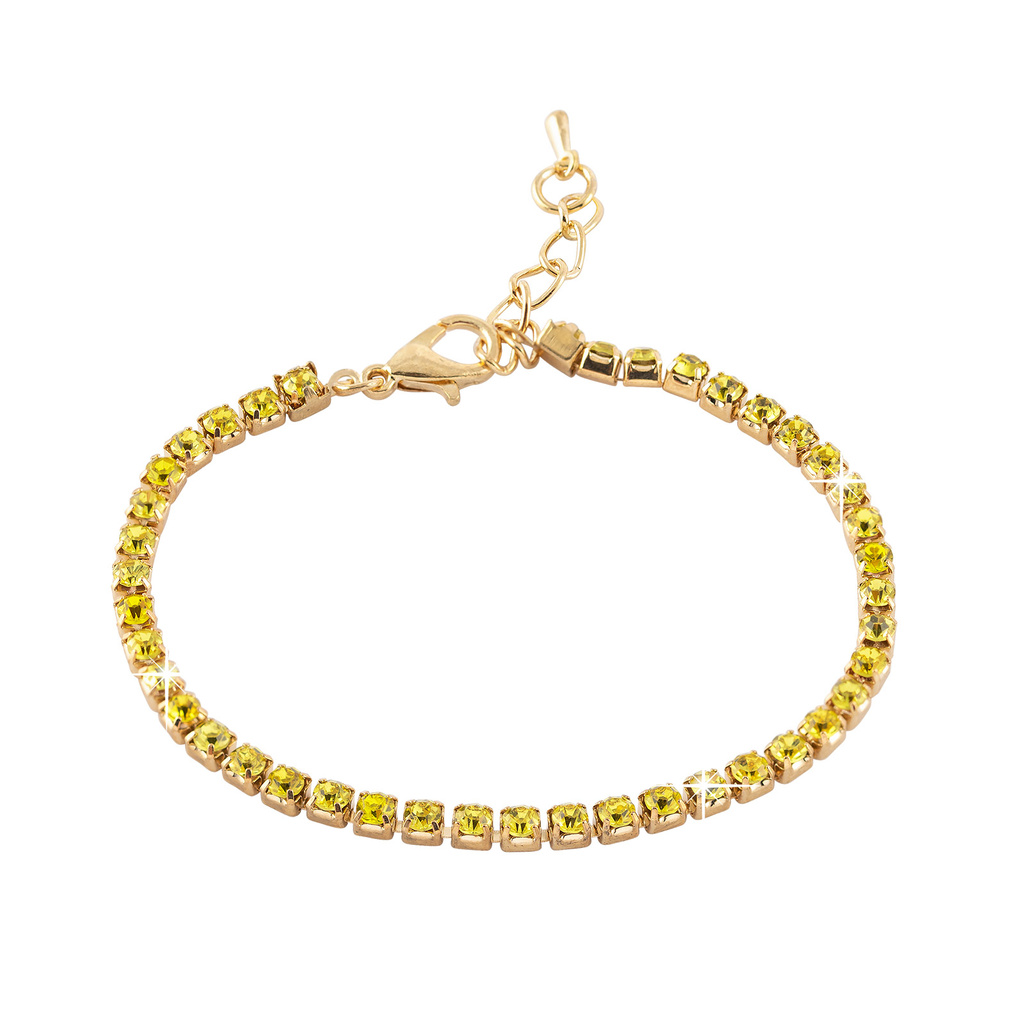 Guldfärgat tennisarmband med gula stenar