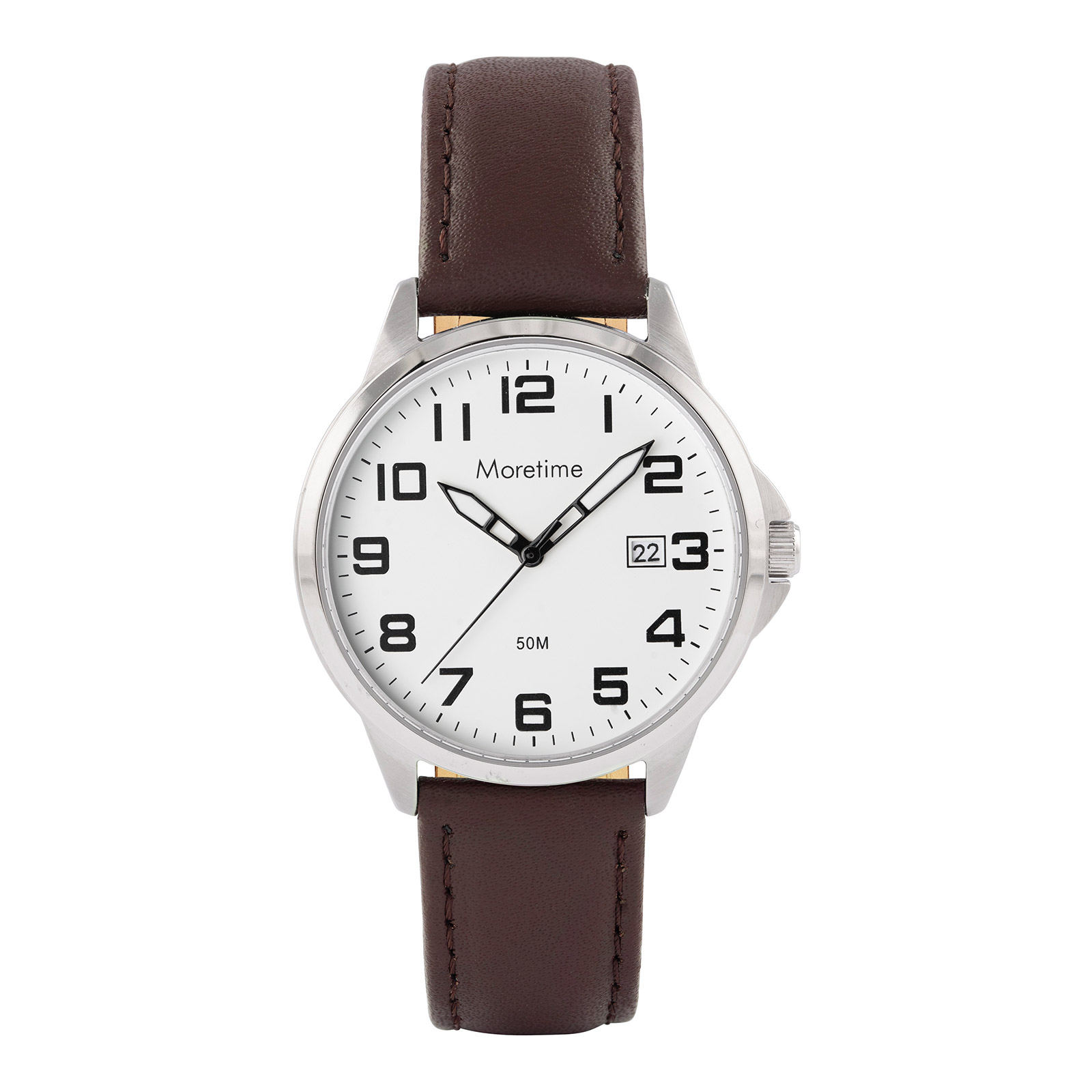 Moretime herrklocka - silver/brun, 50m, 38 mm