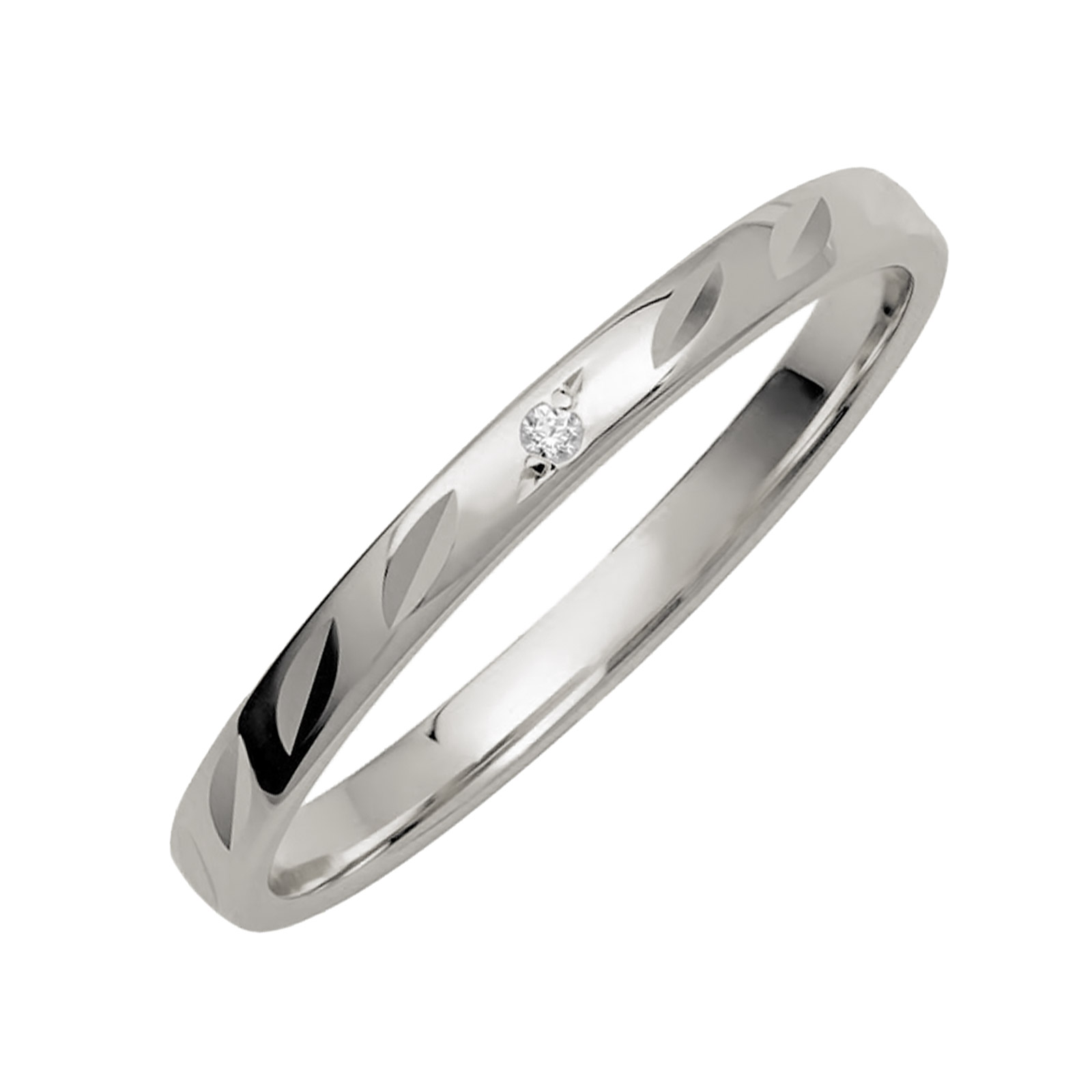 Förlovningsring 18k vitguld diamant - 2 mm / 1,1 mm