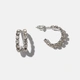 Silverfärgade örhängen, vita stenar - hoops 15 mm