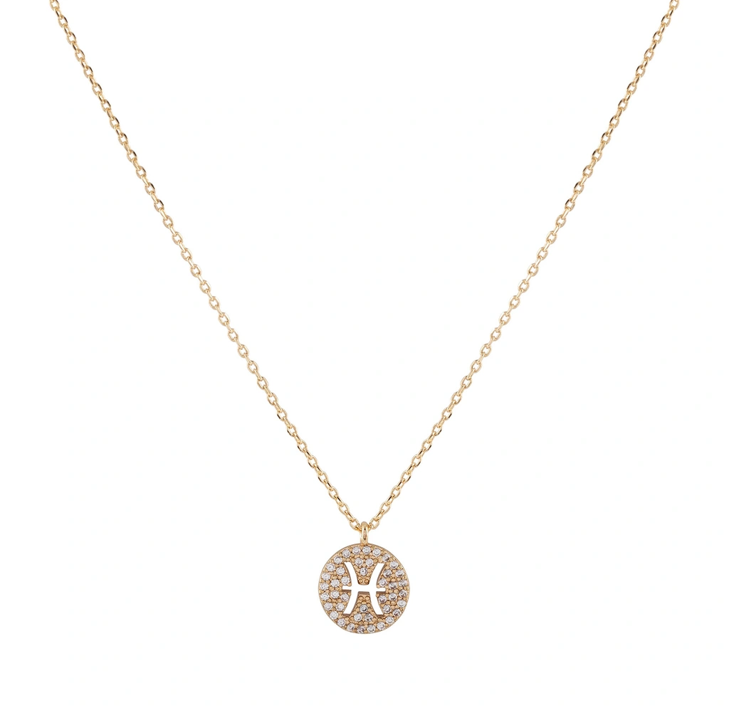 Guldfärgat halsband stjärntecken symbol - Fiskarna