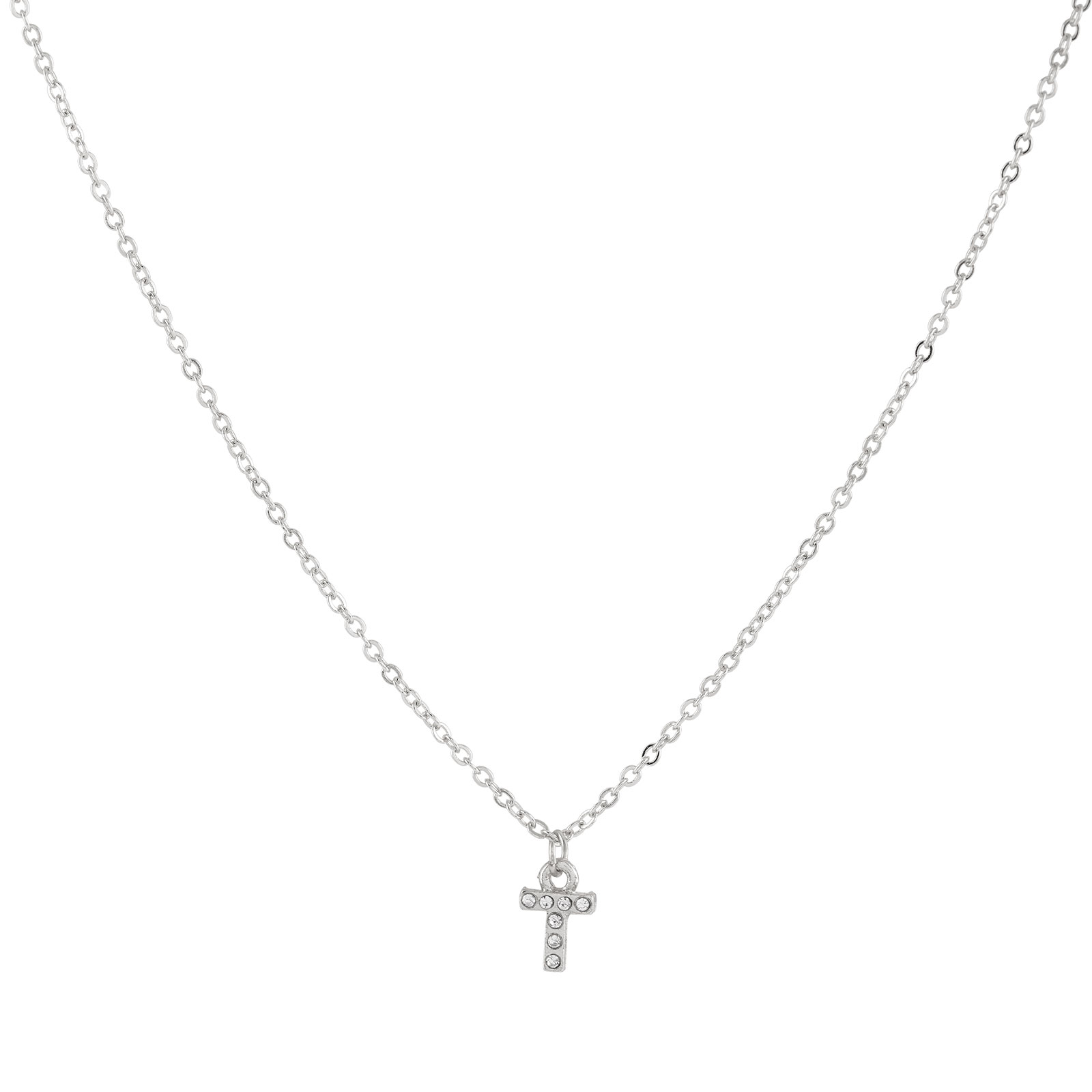 Silverfärgat halsband - bokstav T