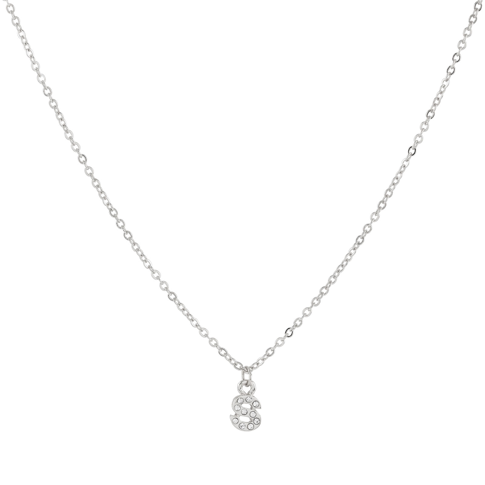 Silverfärgat halsband - bokstav S