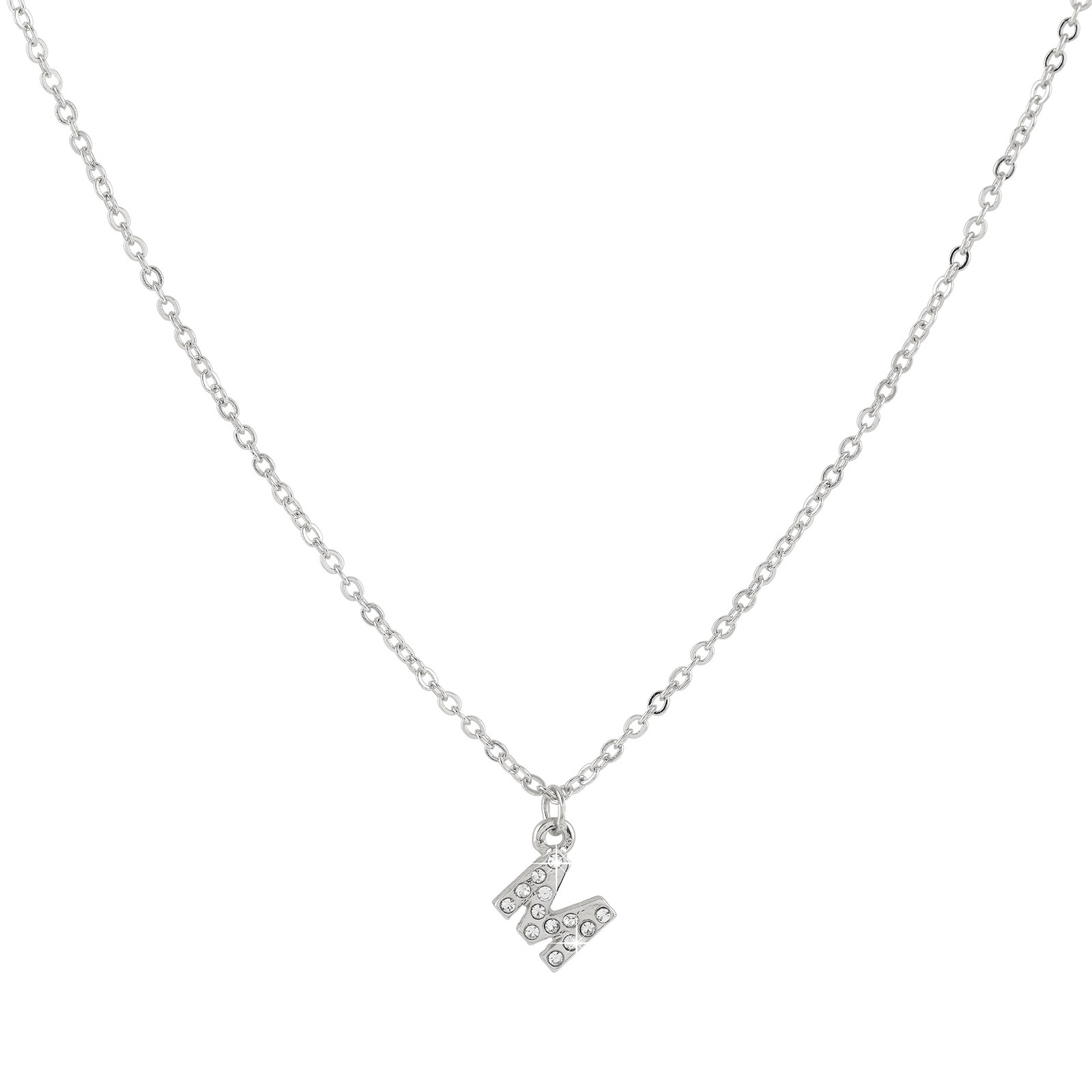 Silverfärgat halsband - bokstav M