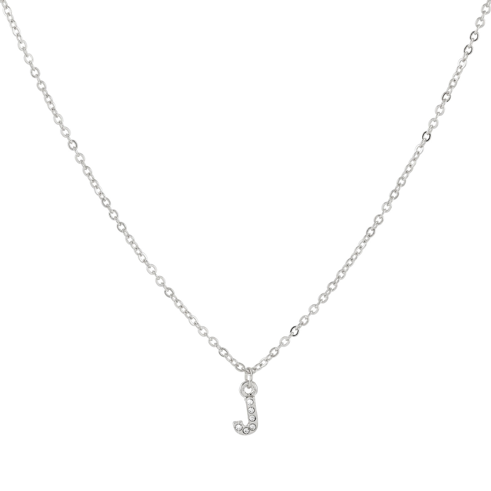 Silverfärgat halsband - bokstav J