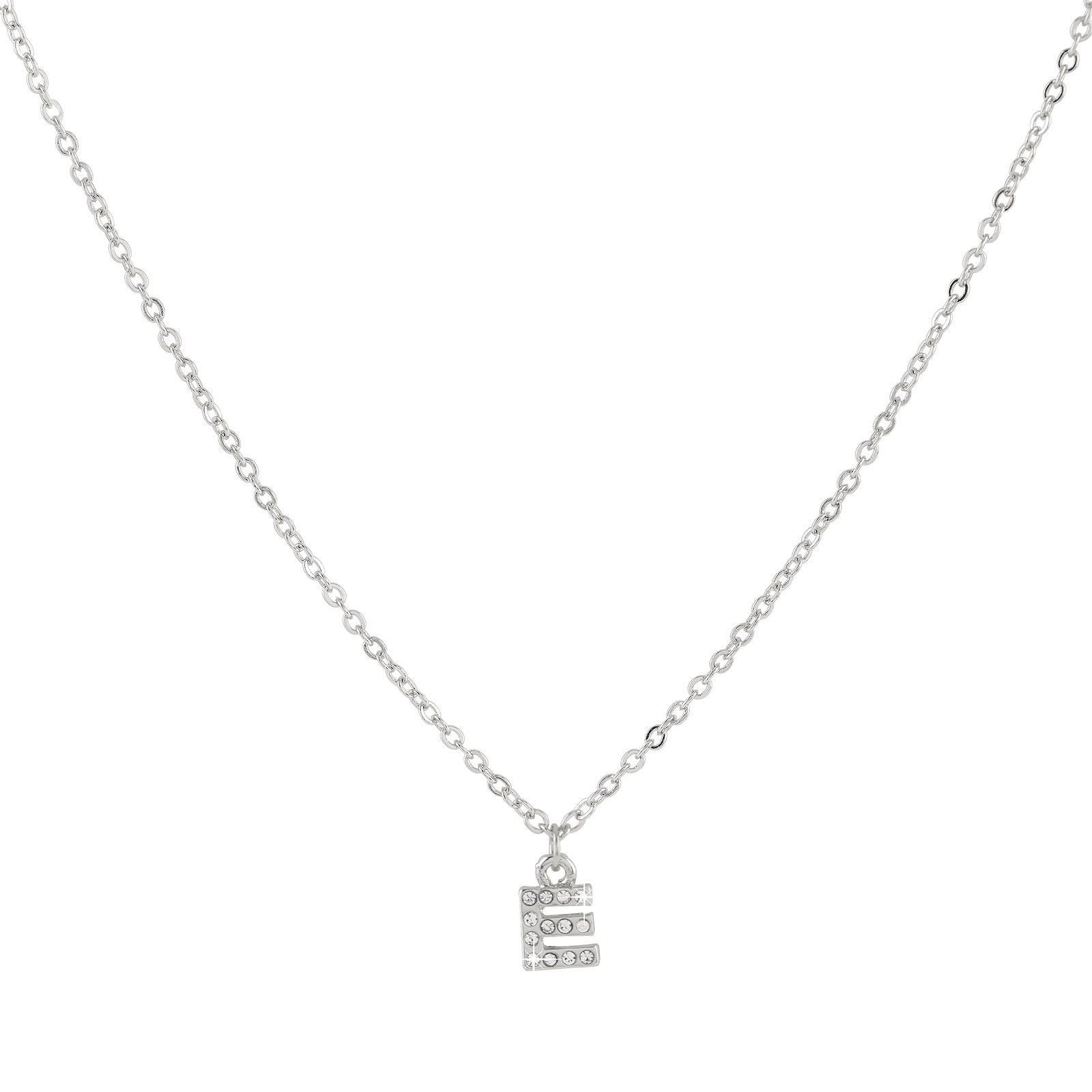 Silverfärgat halsband - bokstav E