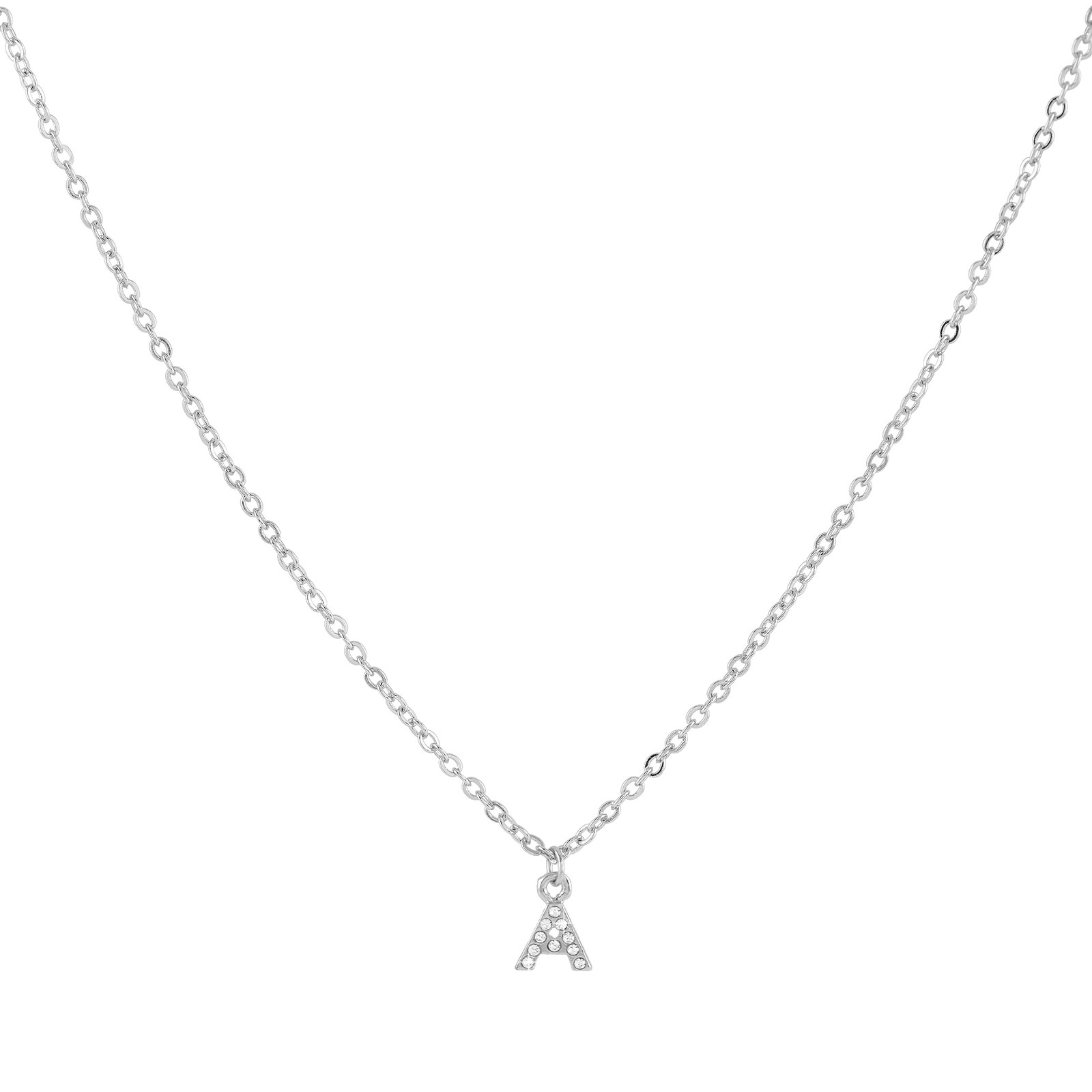 Silverfärgat halsband - bokstav A