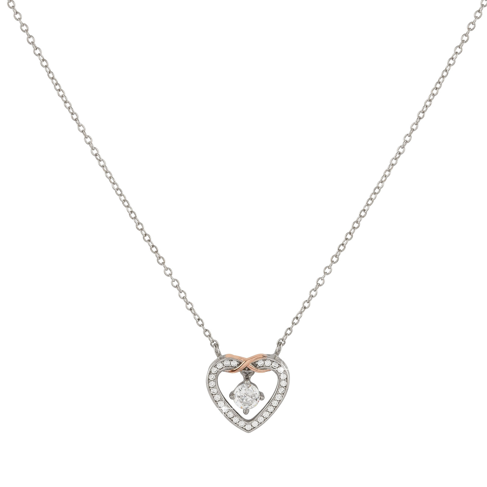 Silverhalsband med hjärtberlock 42+3 cm