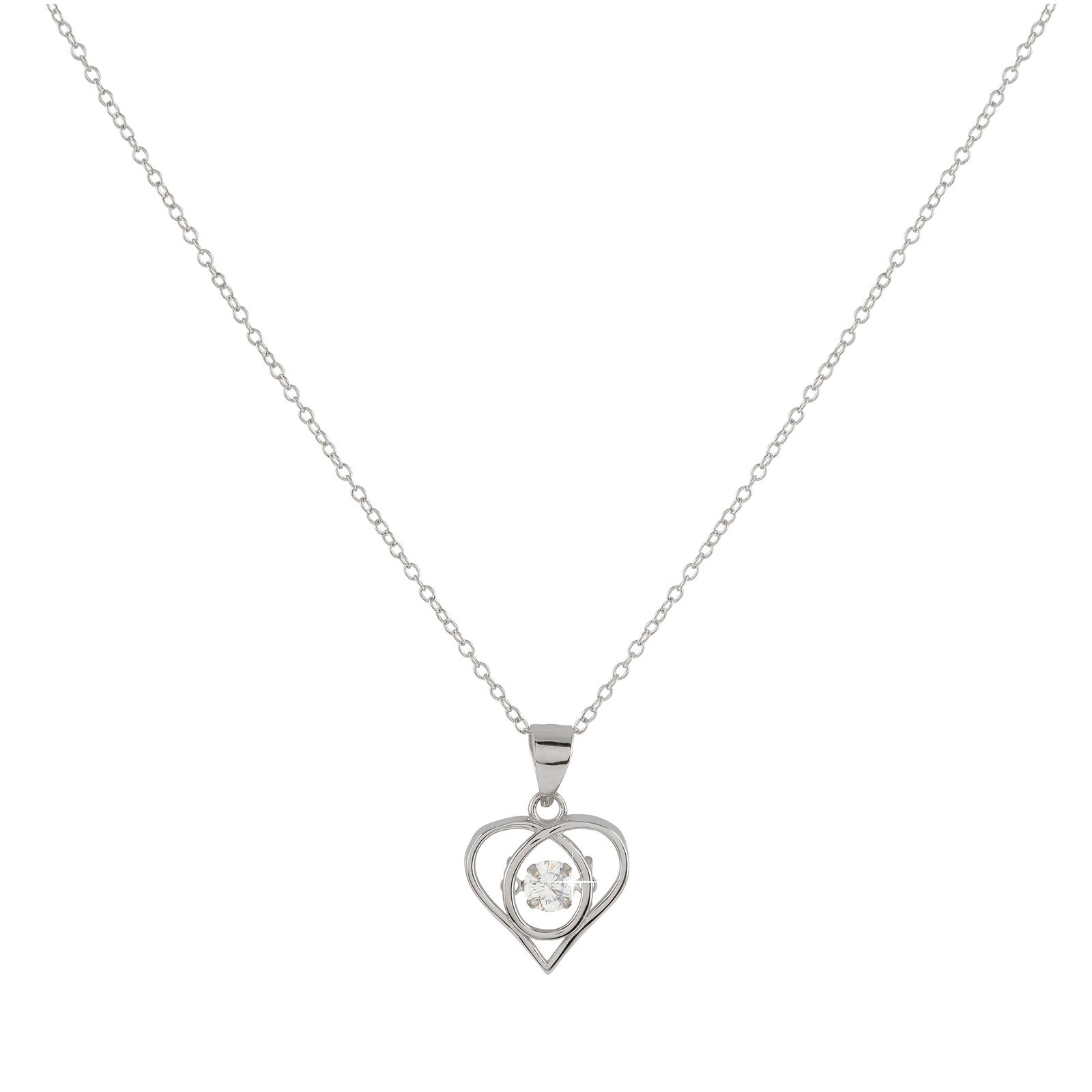 Silverhalsband stilrent hjärta 42+3 cm